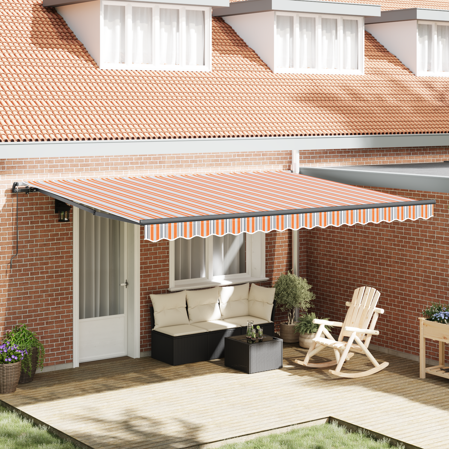 Retractable Awning Multicolour 450 x 350 cm