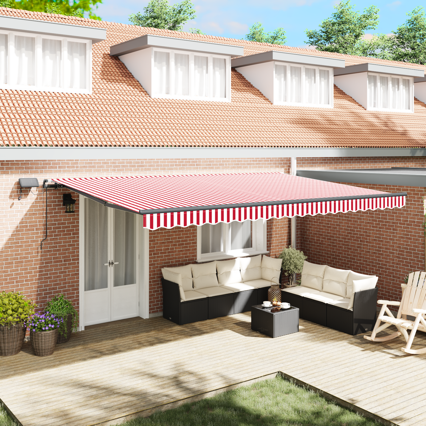 Retractable Awning Red and White 500 x 300 cm