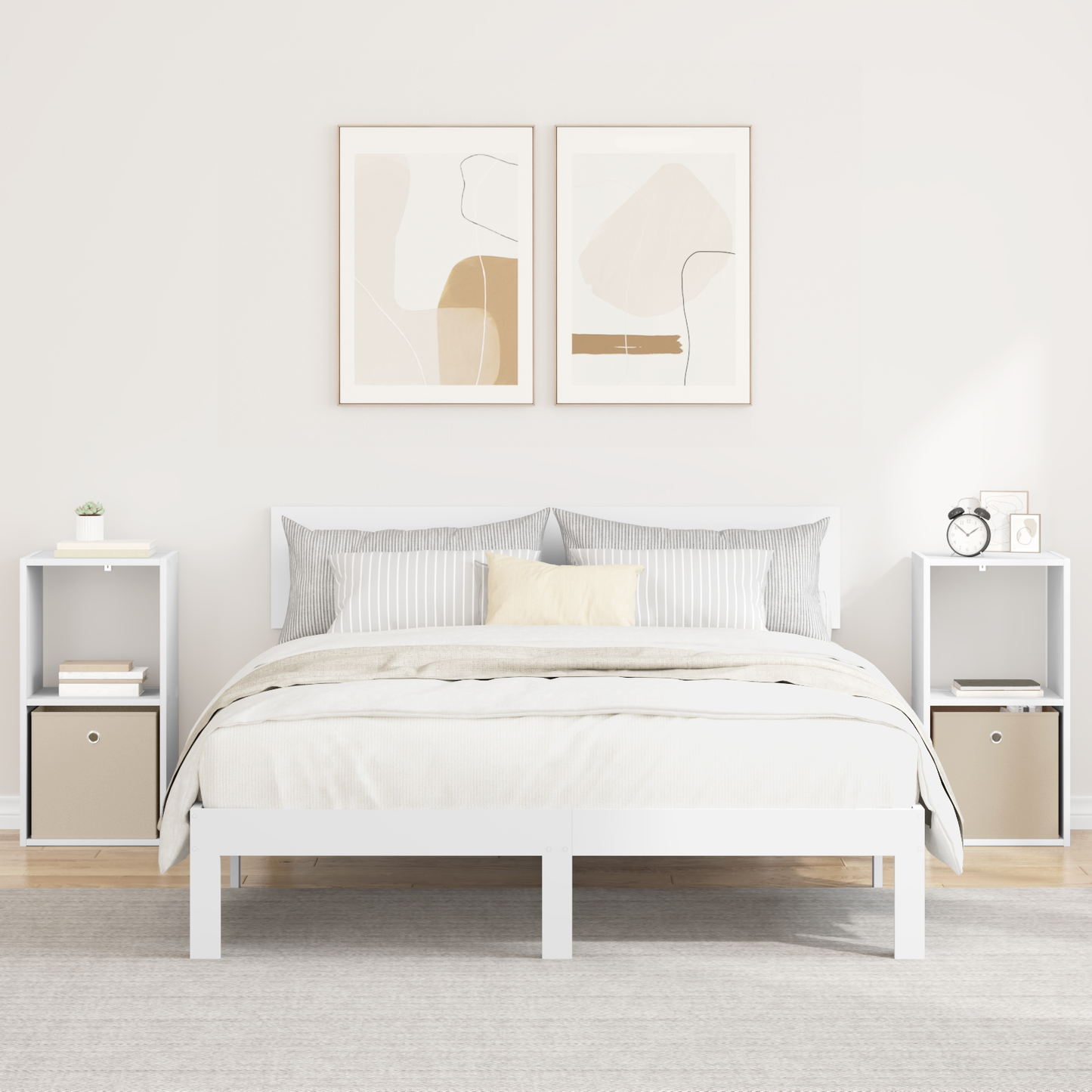 Bedside Table 2 pcs White 35 x 32 x 68.5 cm Engineered Wood