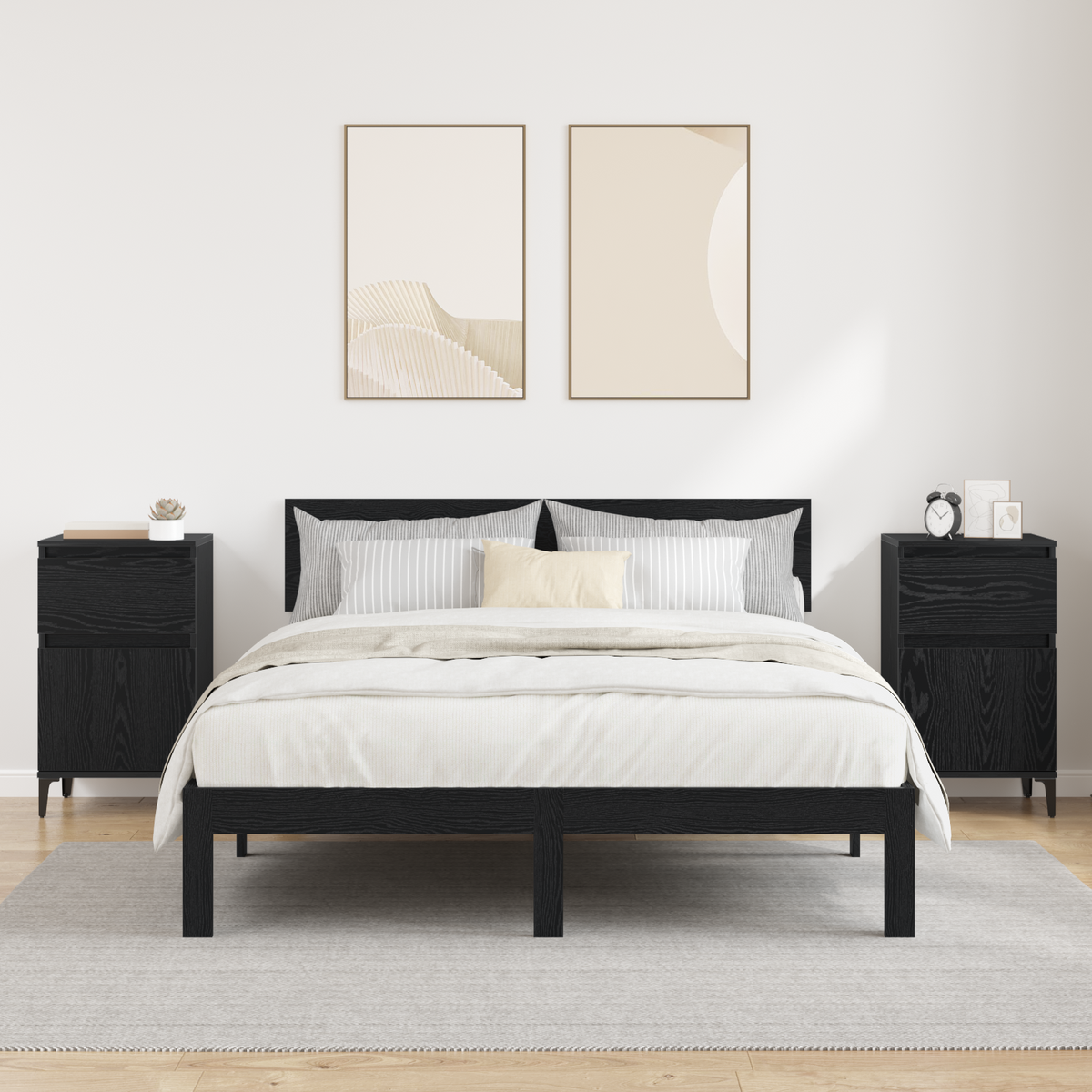 Bedside Cabinet 2 pcs Black Oak 40 x 35 x 70 cm Engineered Wood