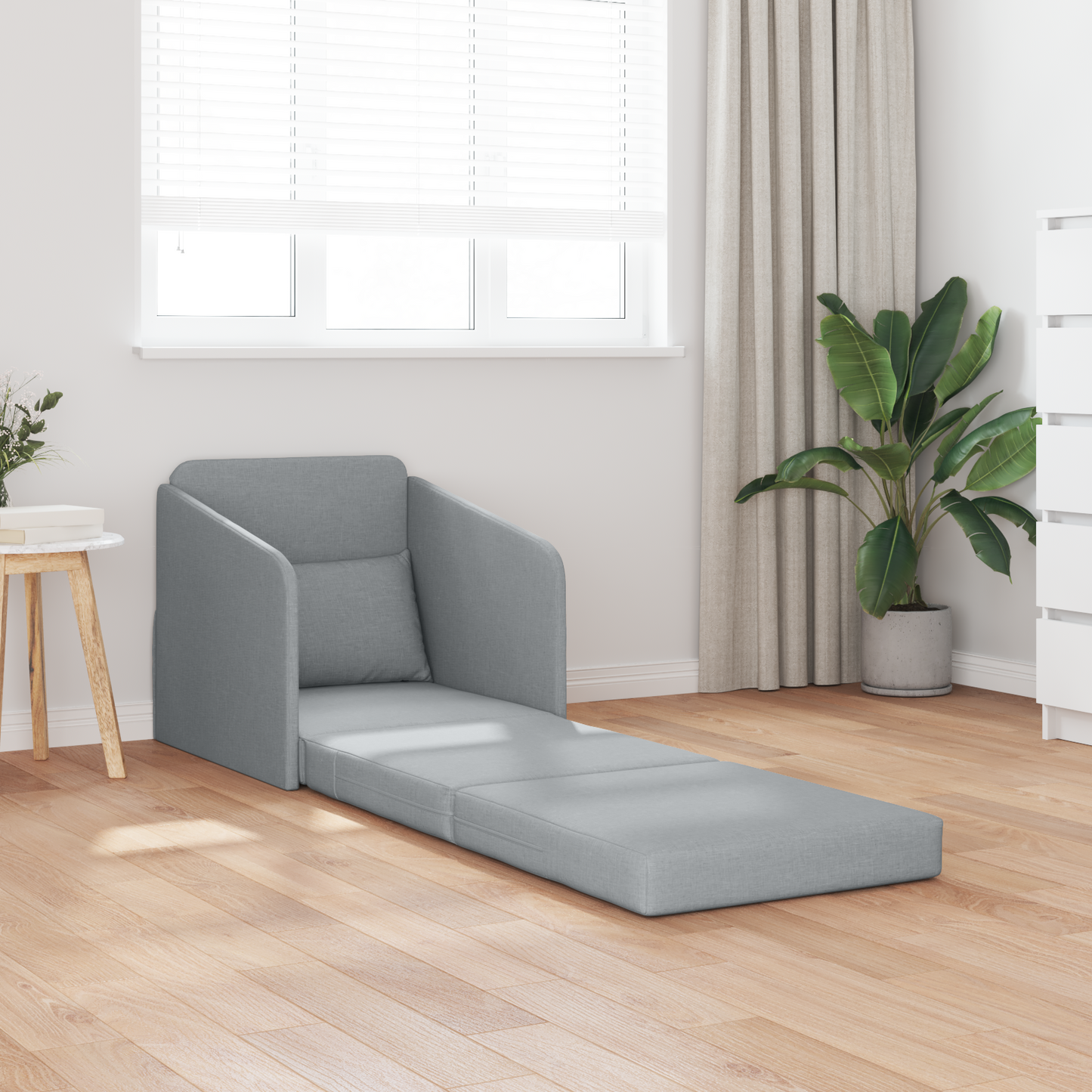 Folding Sofa Bed Light Grey 65 x 80 x 83 cm Fabric
