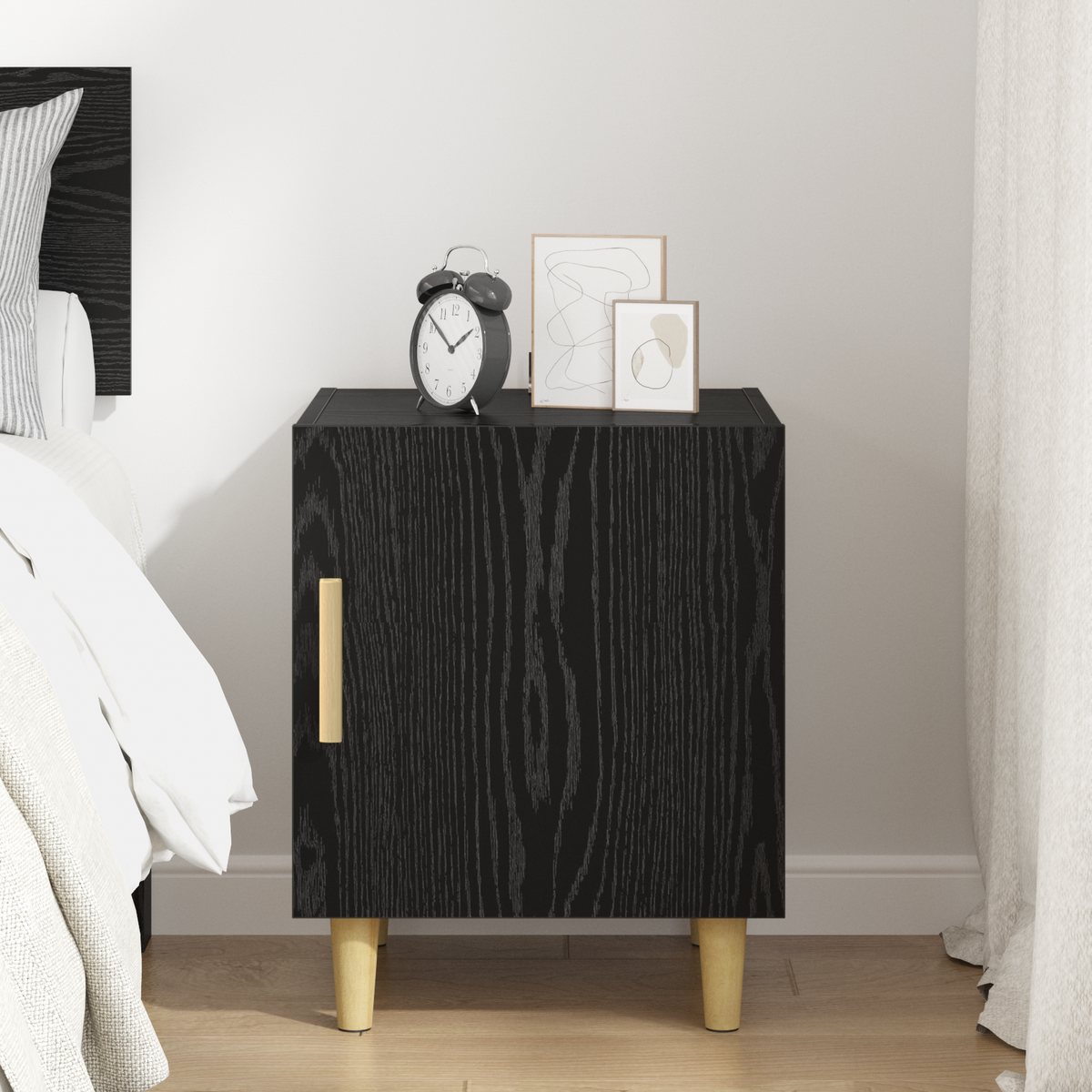 Bedside Cabinet Black Oak 40 x 40 x 50 cm Engineered Wood