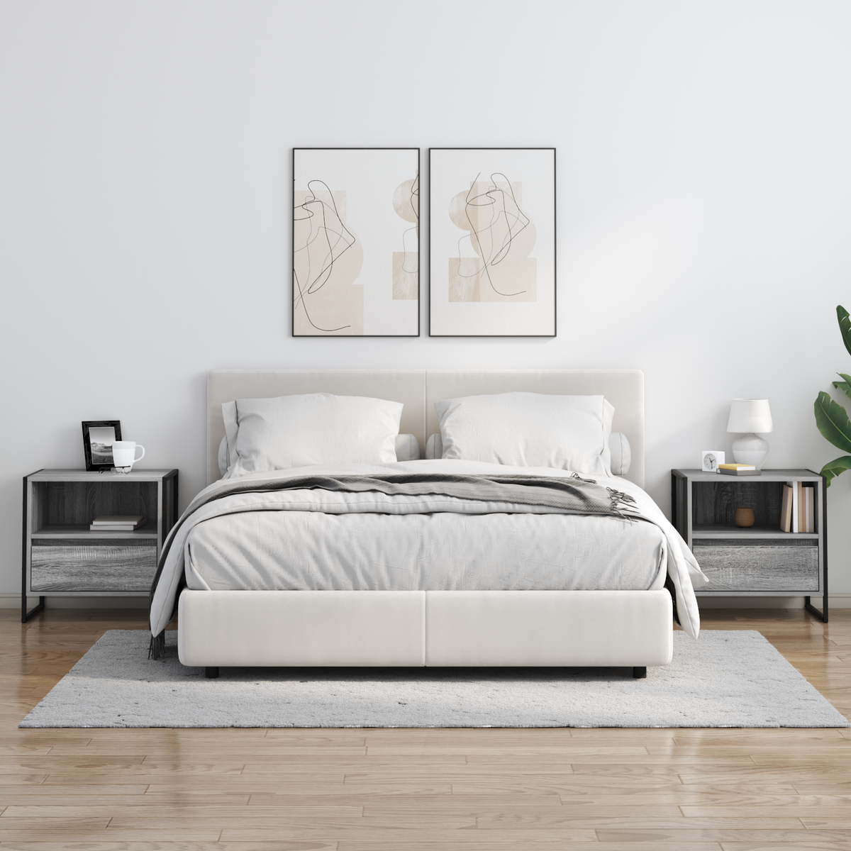 Bedside Table 2 pcs Grey Sonoma 50 x 39.5 x 50 cm