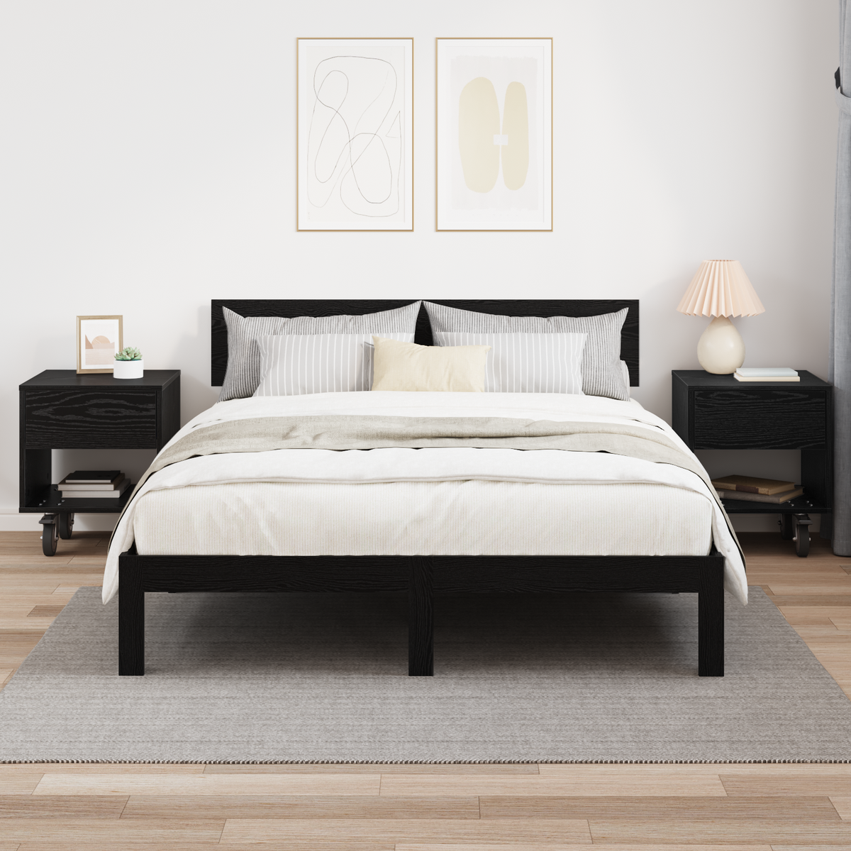 Bedside Table 2 pcs Black Oak 40.5 x 40 x 48 cm Engineered Wood