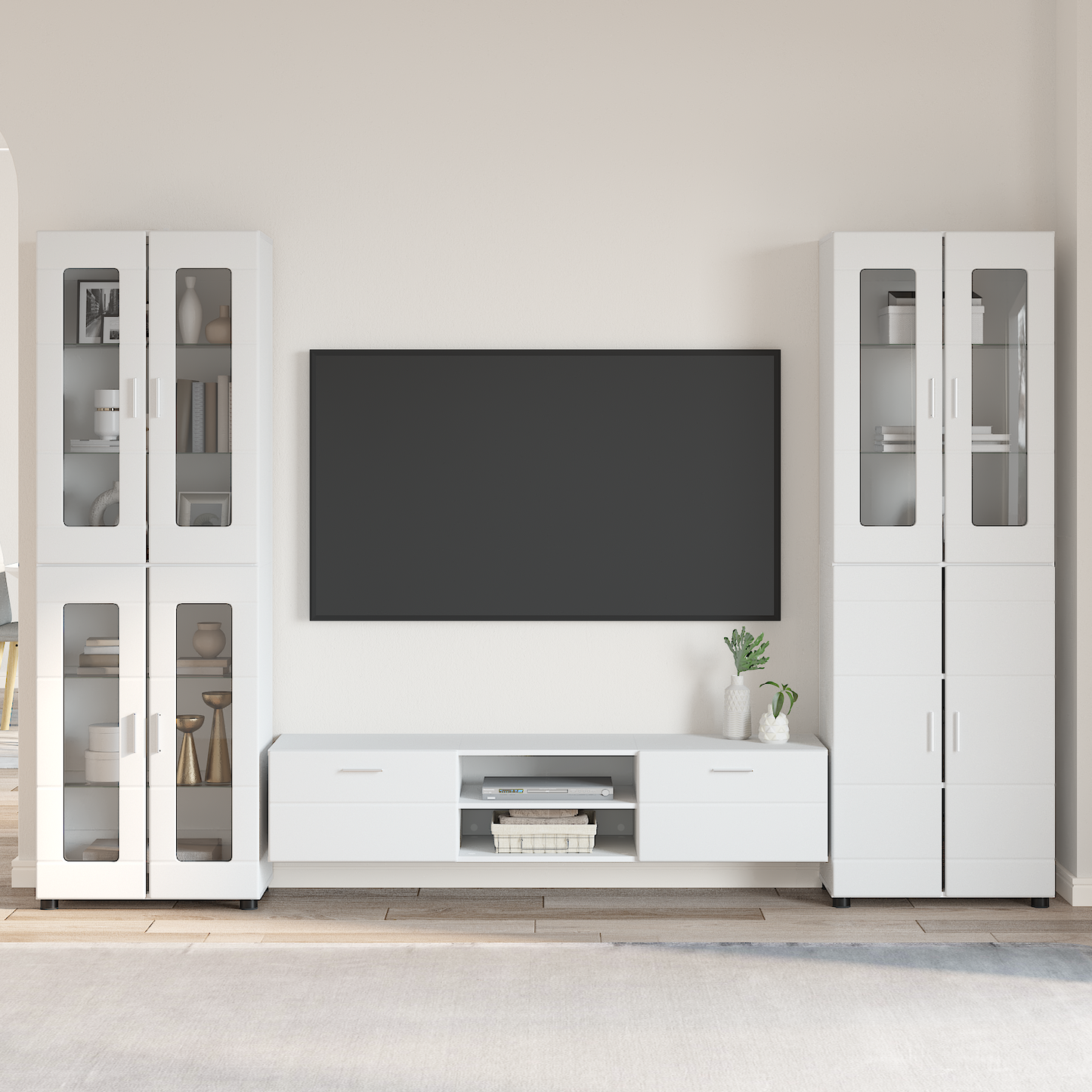 TV Cabinet Set FLORIN 3 pcs White Engineered Wood
