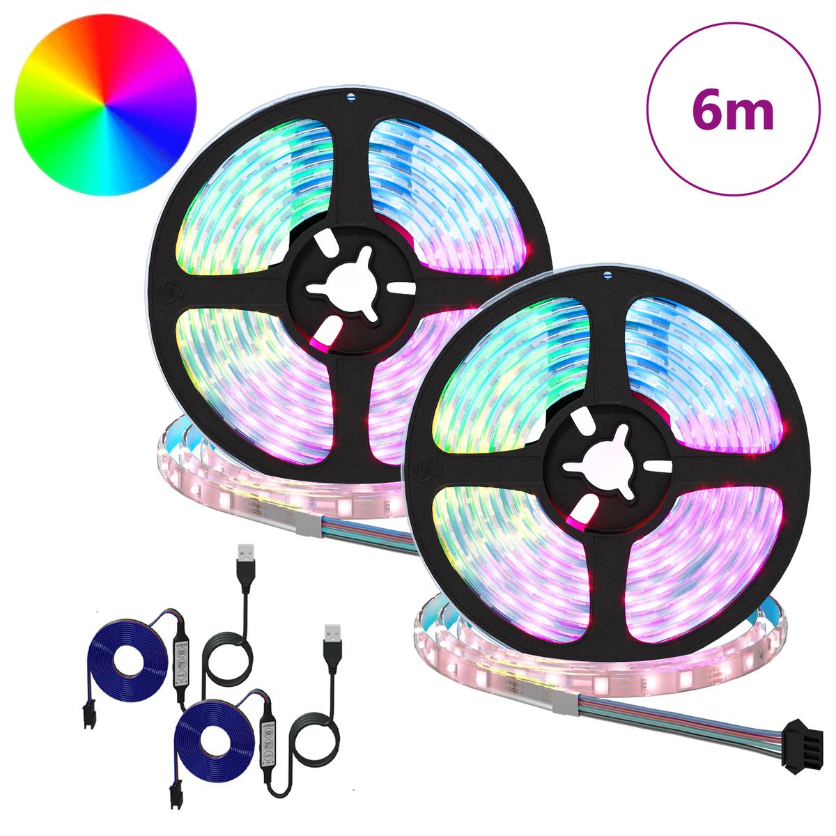 LED Strip 2 pcs Black and Transparent Copper and Plastic