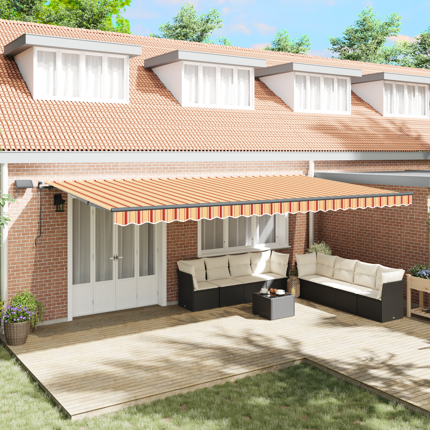 Retractable Awning Yellow and Orange 600 x 300 cm