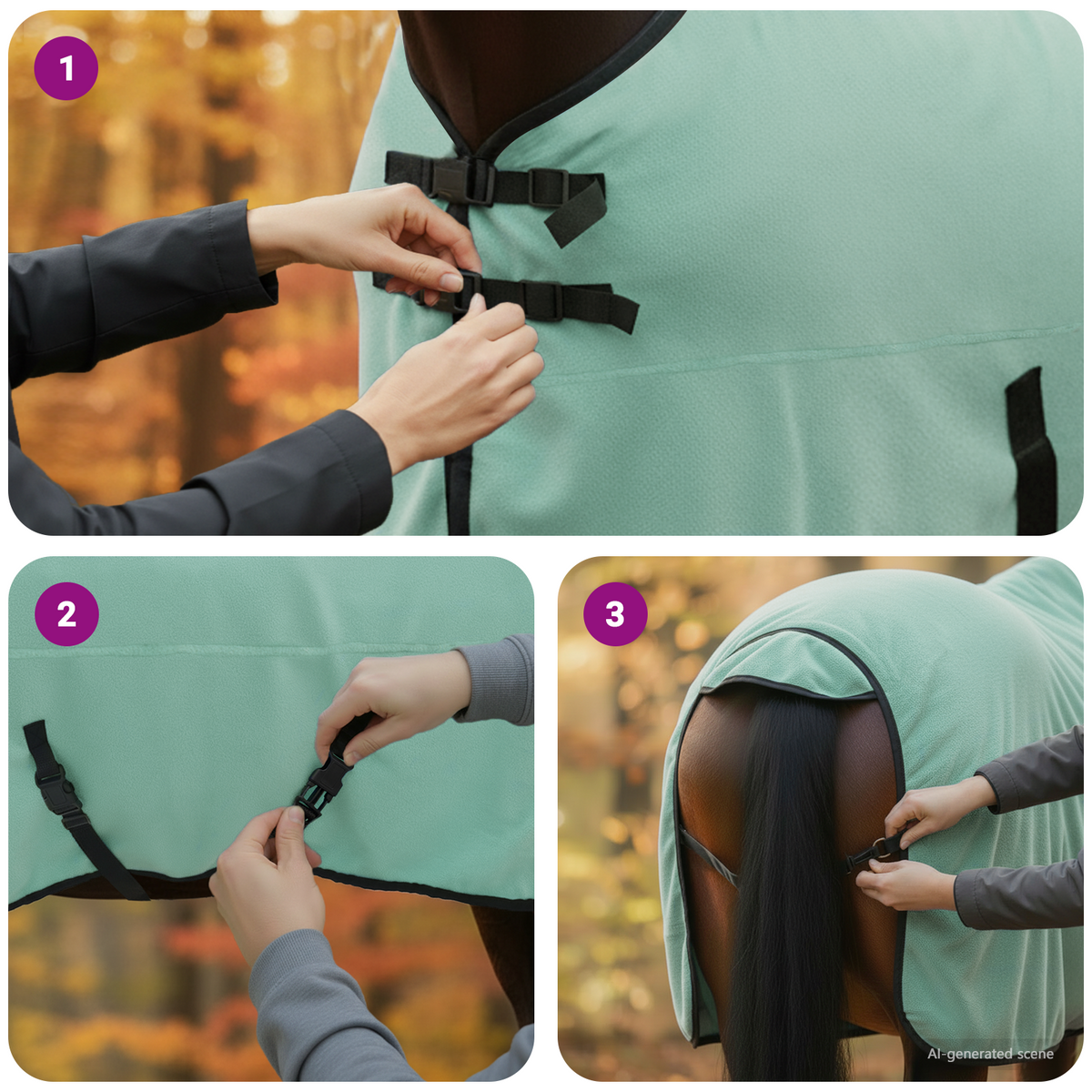 Horse Blanket Green 165 cm Polyester Fleece