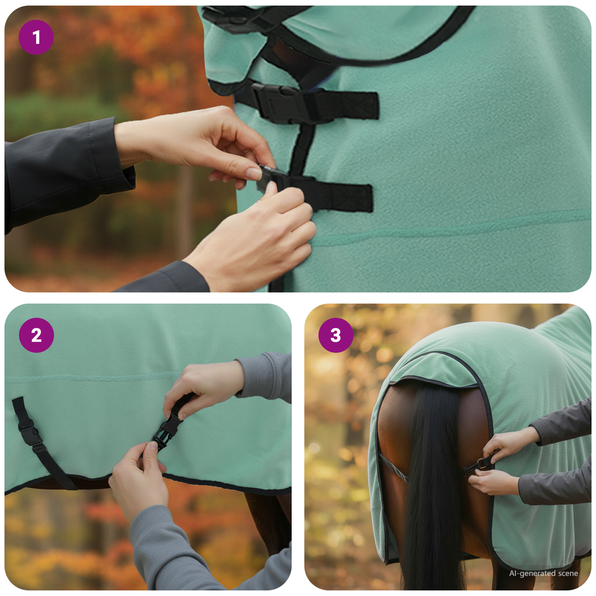 Horse Blanket Green 135 cm Polyester Fleece