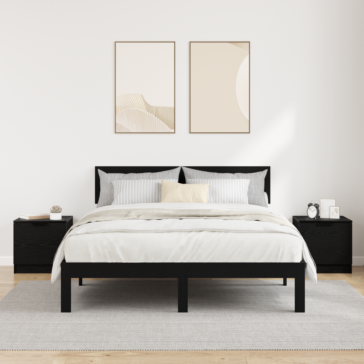 Bed Cabinet 2 pcs Black Oak 40 x 39 x 40cm Engineered Wood
