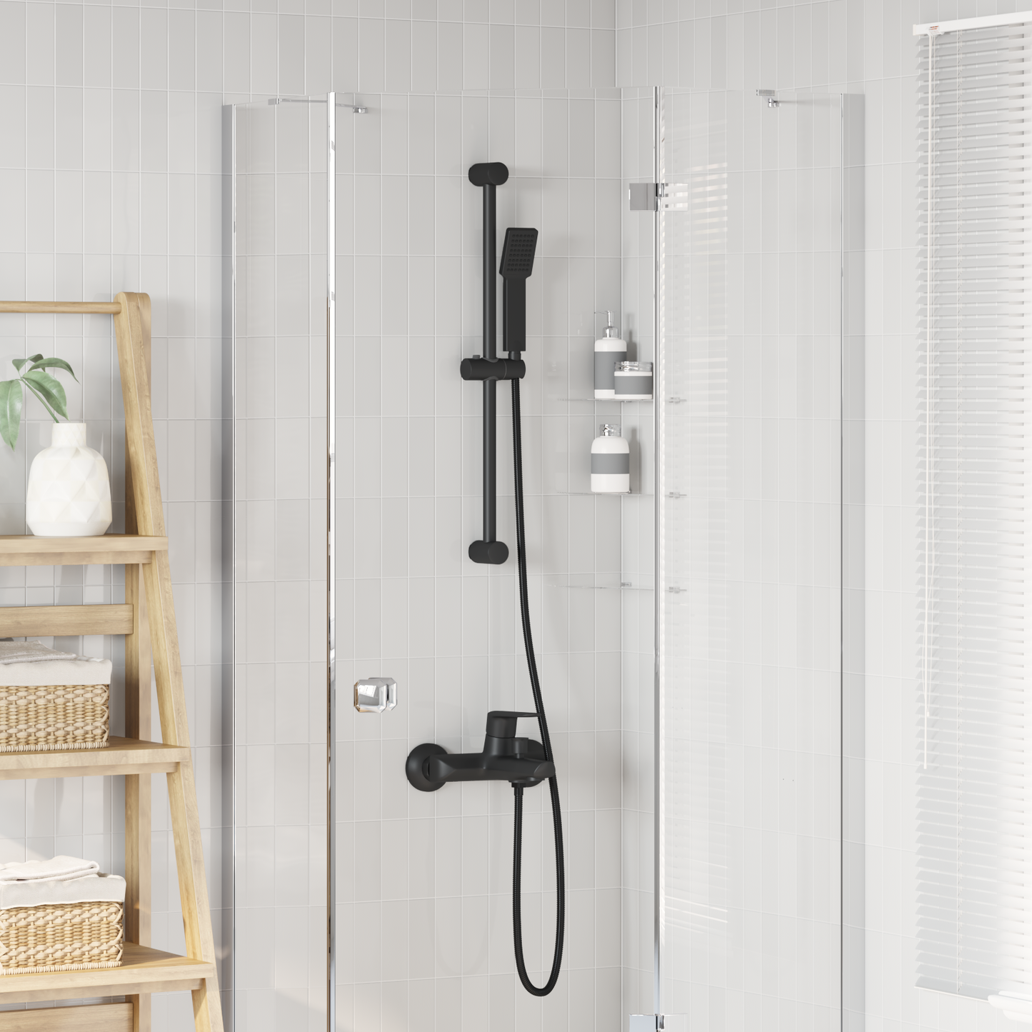 Shower System Set Black 70 cm Stainless Steel