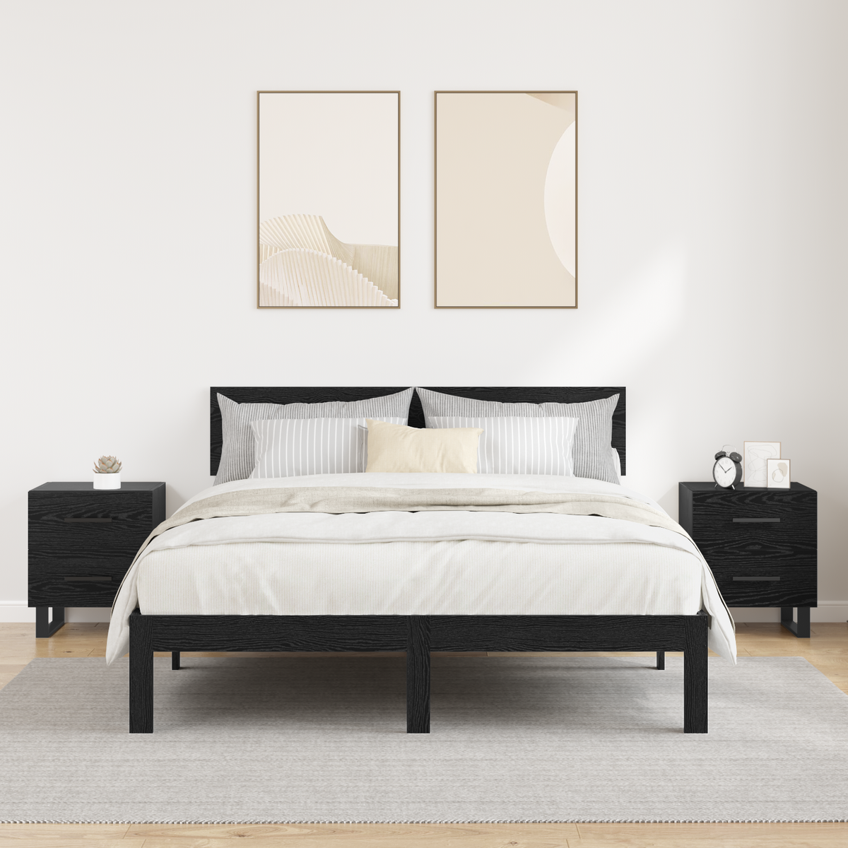 Bedside Cabinet 2 pcs Black Oak 40 x 35 x 47.5 cm
