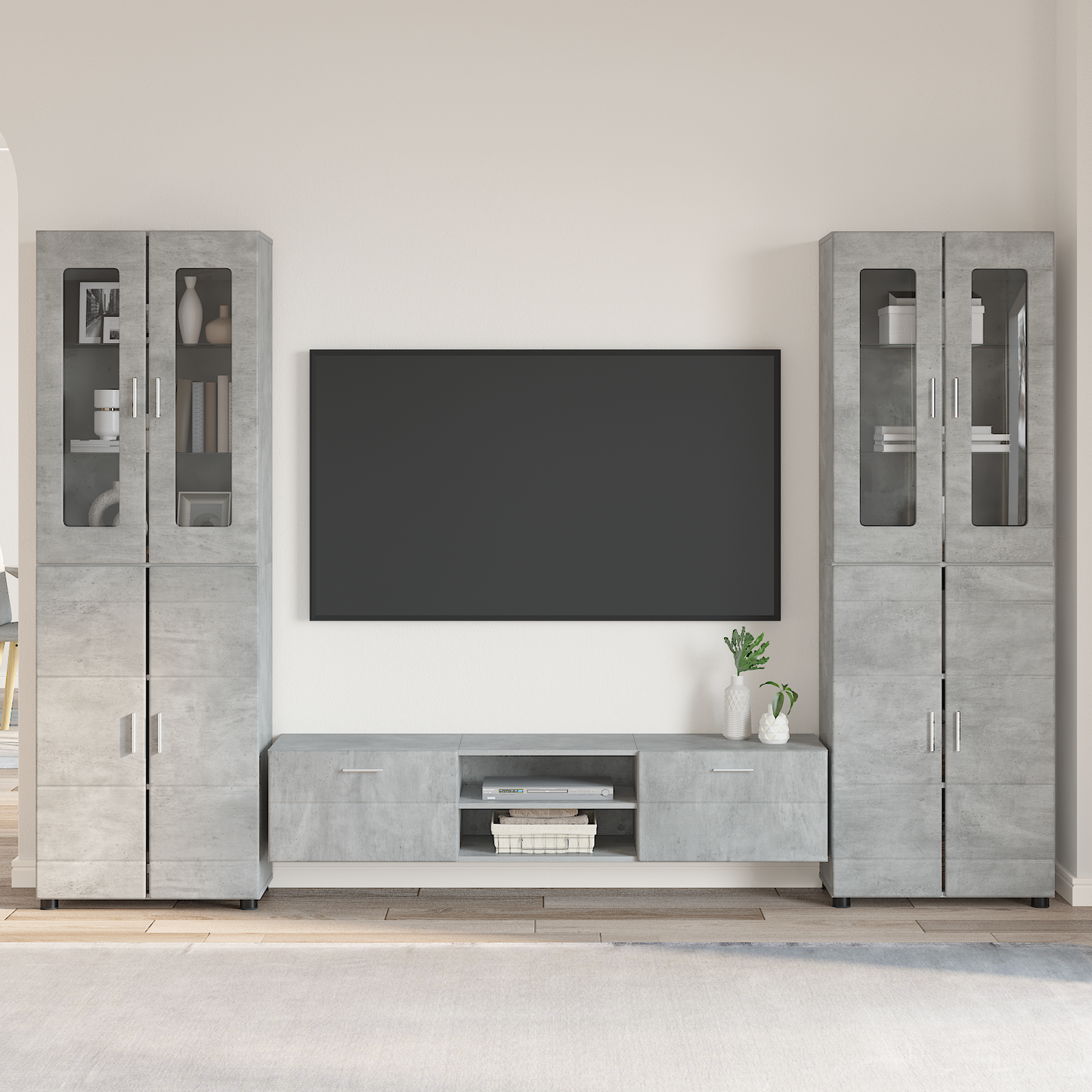 TV Cabinet Set FLORIN 3 pcs Concrete Grey Engineered Wood