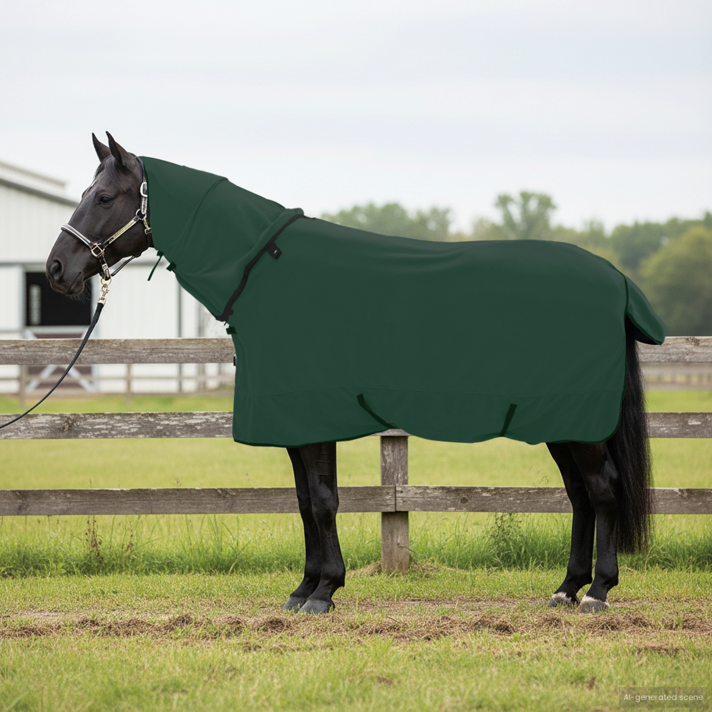 Horse Blanket Full Dark Green 145 cm Polyester Fleece