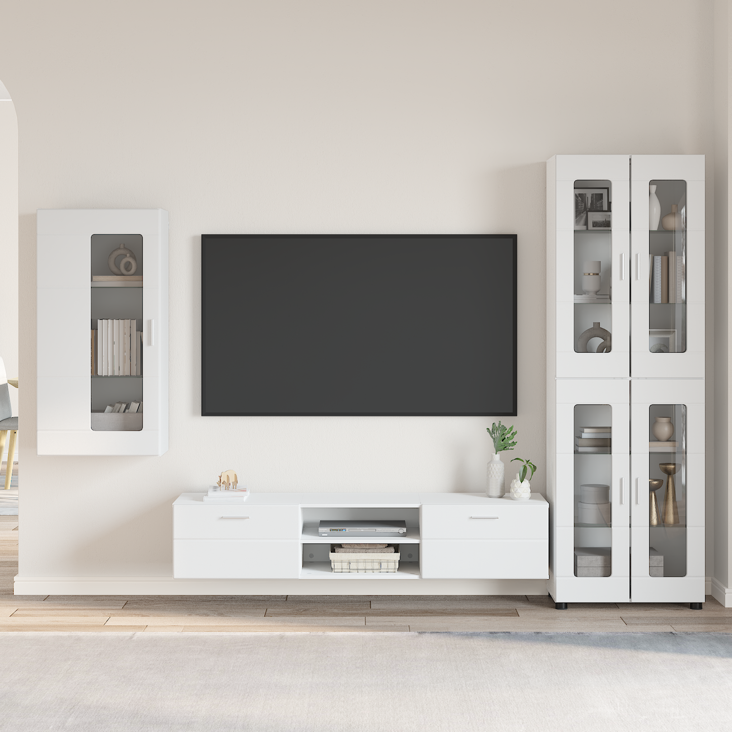 TV Cabinet Set FLORIN 3 pcs White Engineered Wood