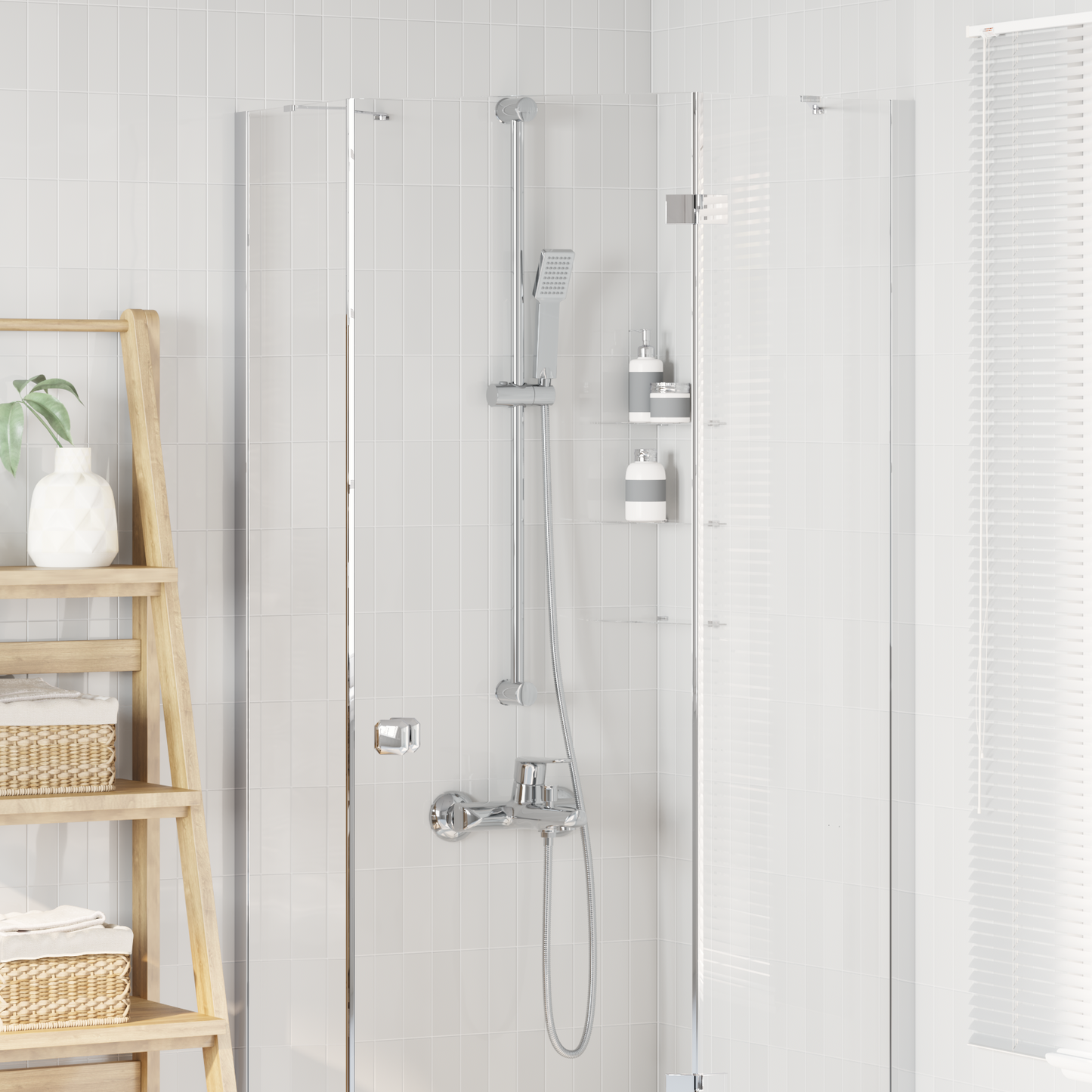 Shower System Set Chrome 100 cm Stainless Steel