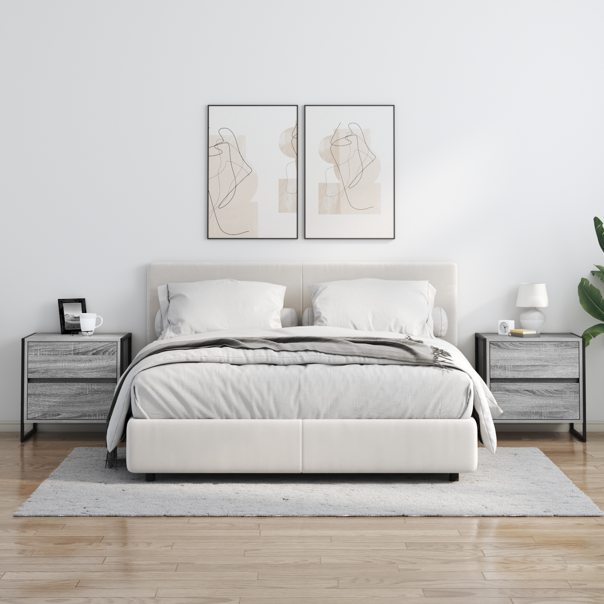 Bedside Table 2 pcs Grey Sonoma 50 x 39.5 x 50 cm