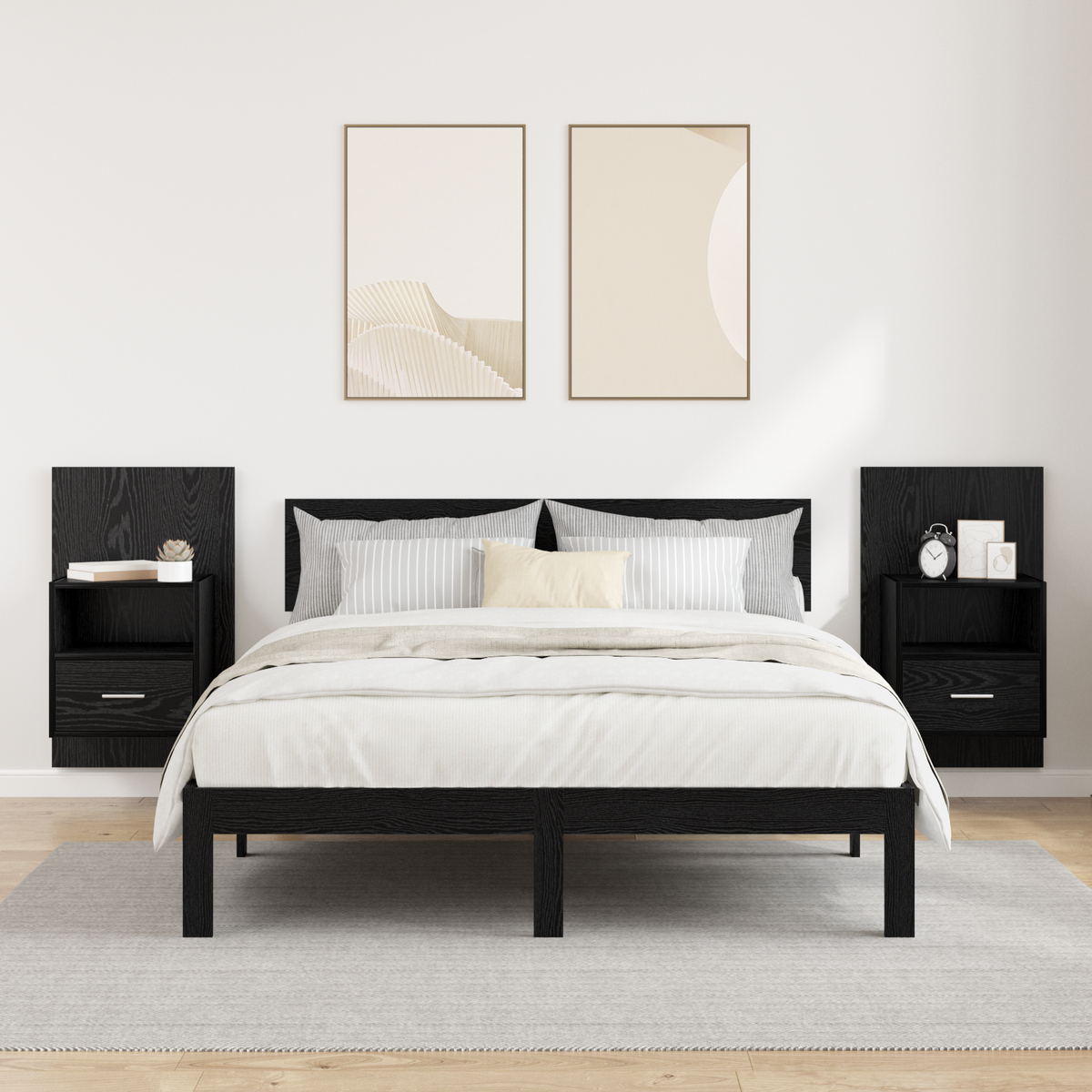 Bedside Cabinet 2 pcs Black Oak 50 x 32.5 x 80cm