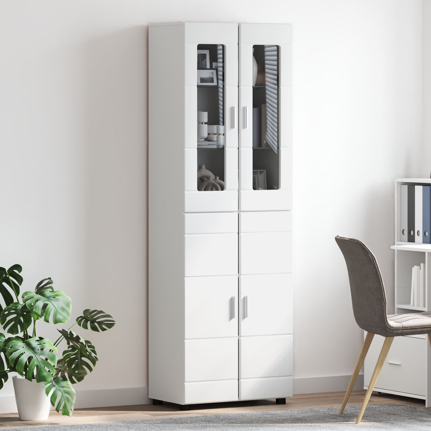 Highboard FLORIN 60 x 35 x 182 cm White Engineered Wood
