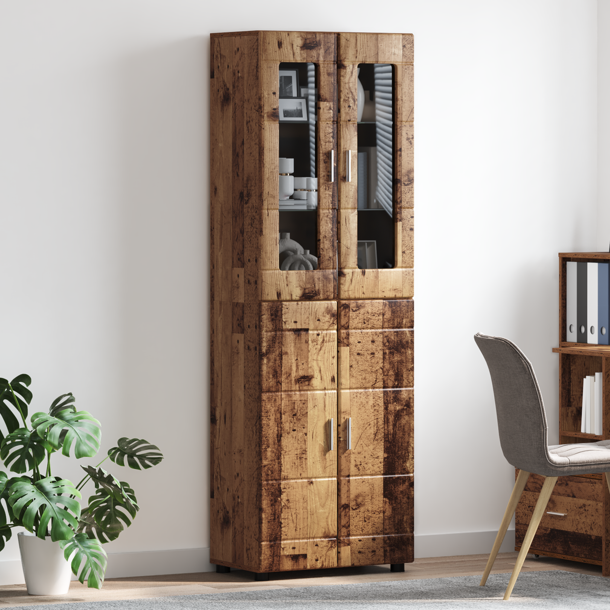 Highboard FLORIN 60 x 35 x 182 cm Old Wood Engineered Wood