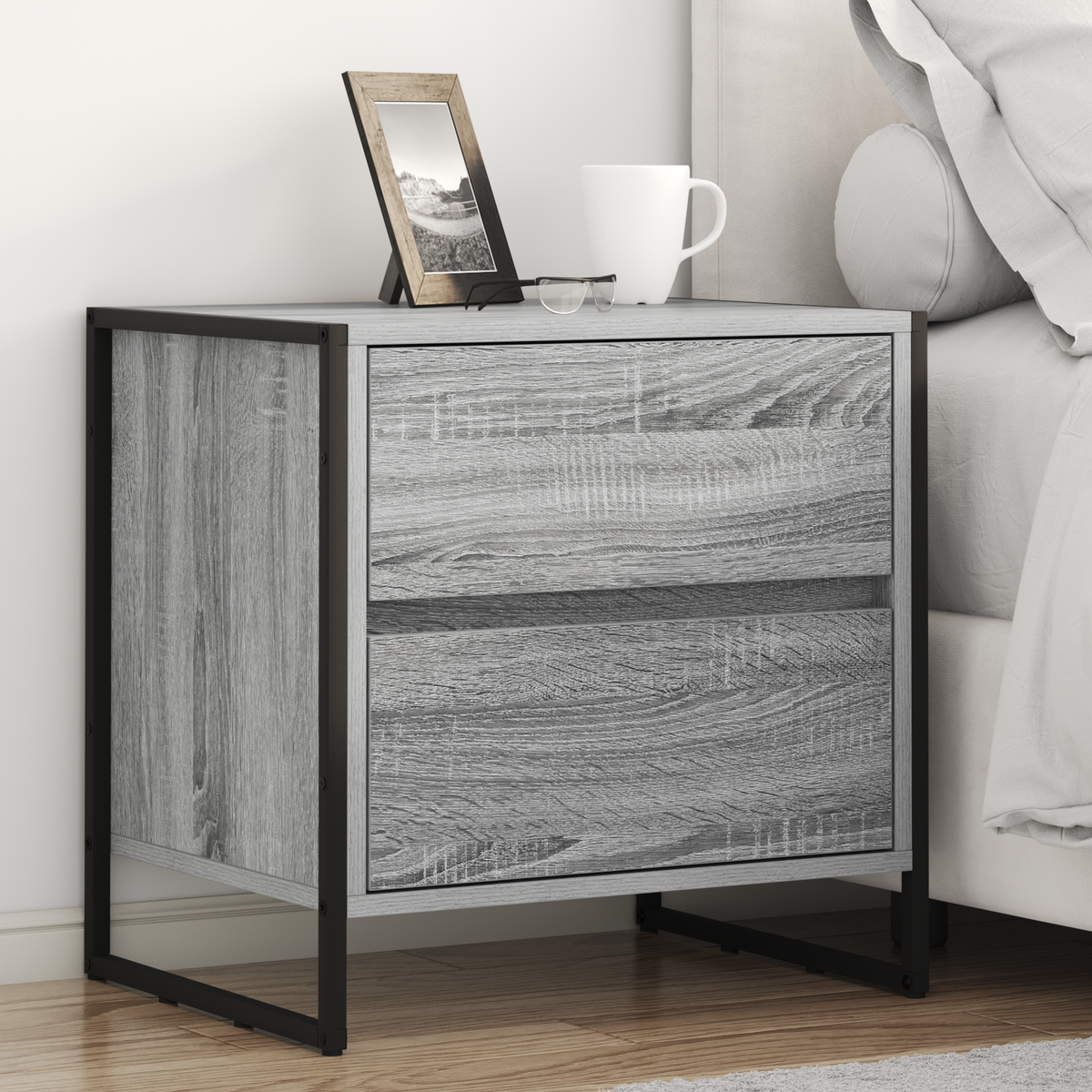 Bedside Table 2 pcs Grey Sonoma 50 x 39.5 x 50 cm