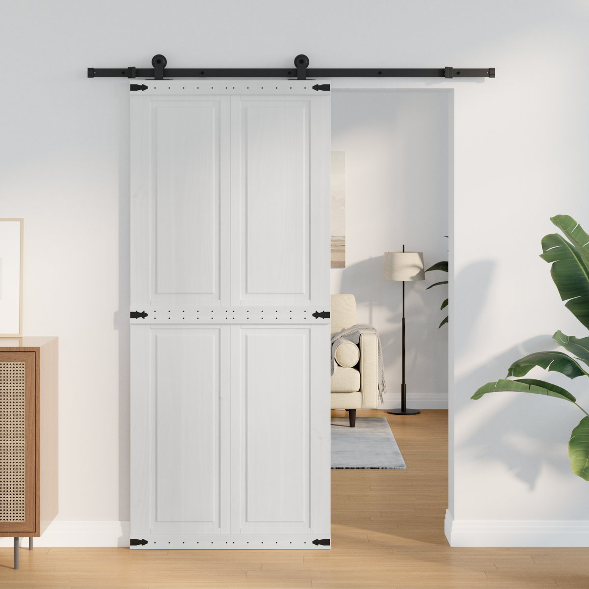Barn Door CORONA 90 x 210 cm Solid Pine Wood White