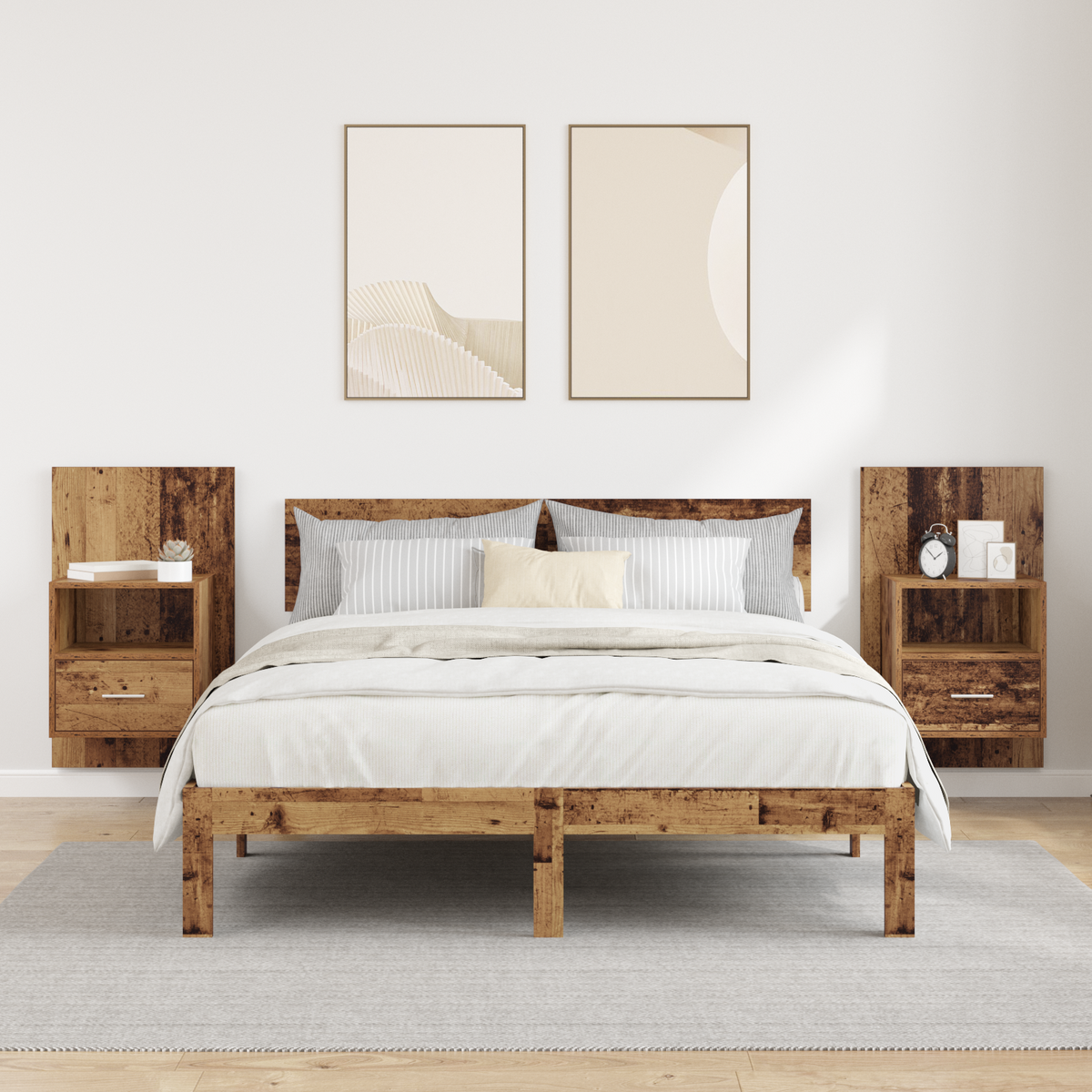 Bedside Cabinet 2 pcs Old Wood 50 x 32.5 x 80cm Engineered Wood