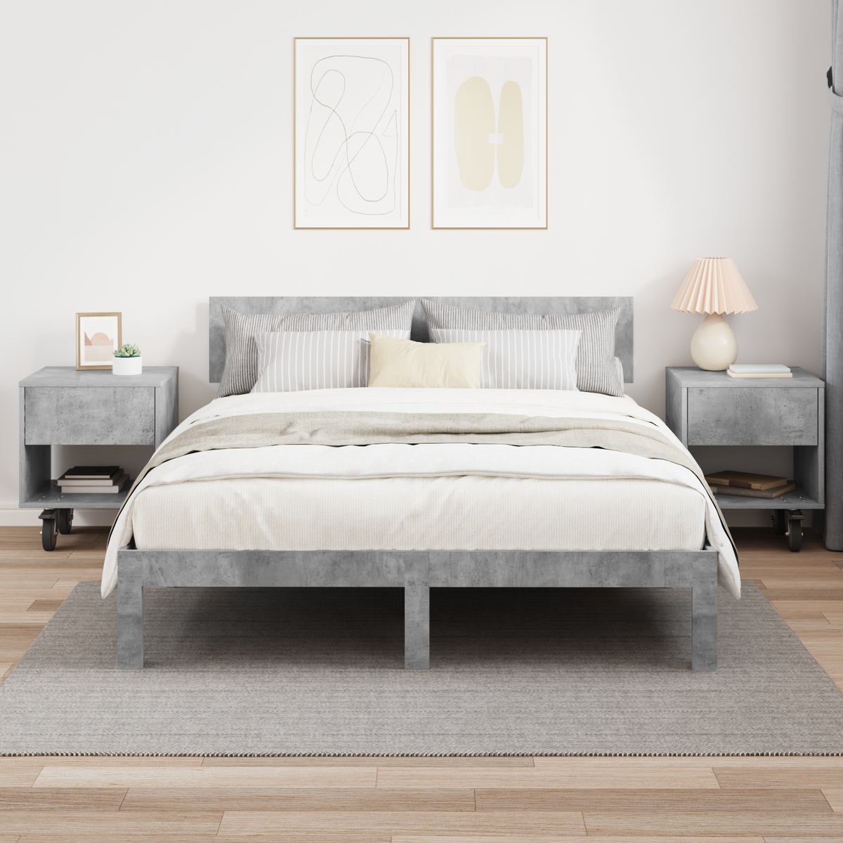 Bedside Table 2 pcs Concrete Grey 40.5 x 40 x 48 cm