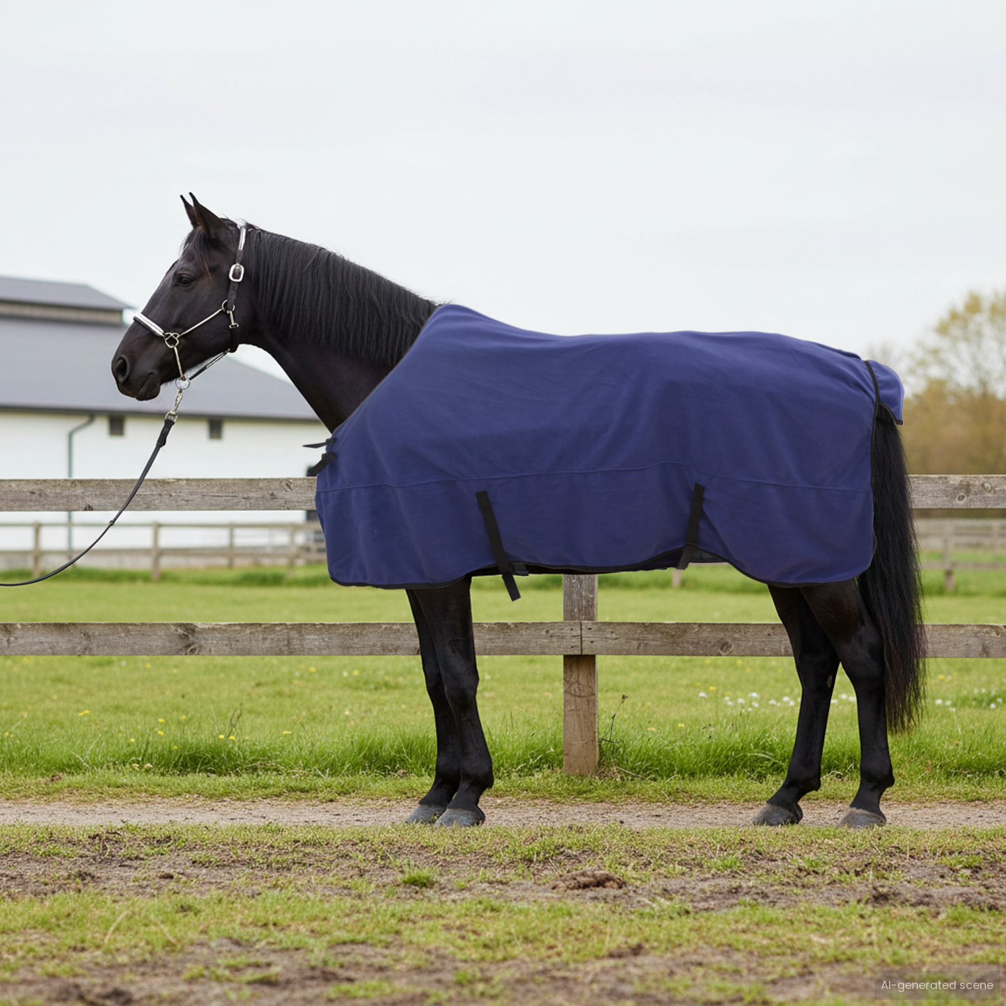 Horse Blanket Navy Blue 155 cm Polyester Fleece