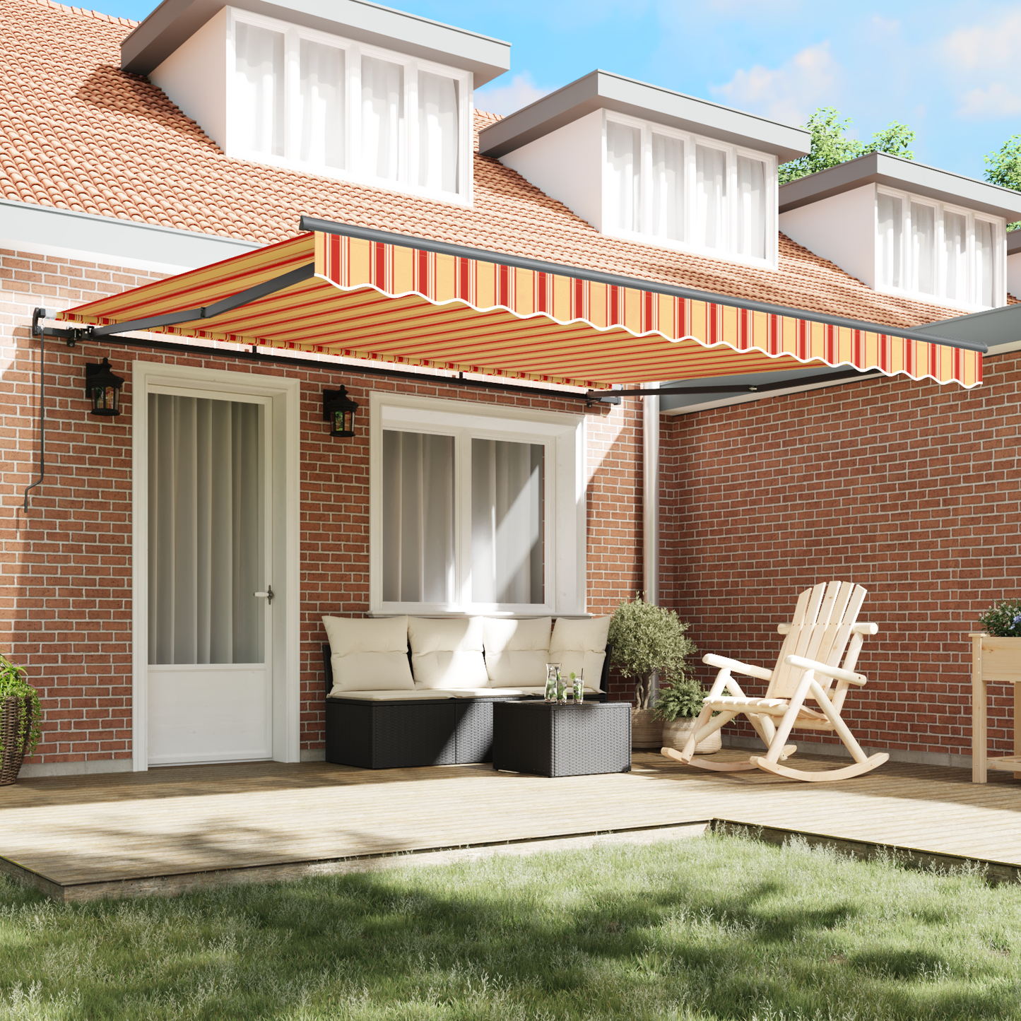 Retractable Awning Yellow and Orange 400 x 300 cm