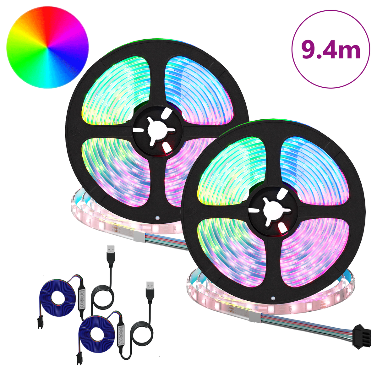 LED Strip 2 pcs Black and Transparent Copper and Plastic