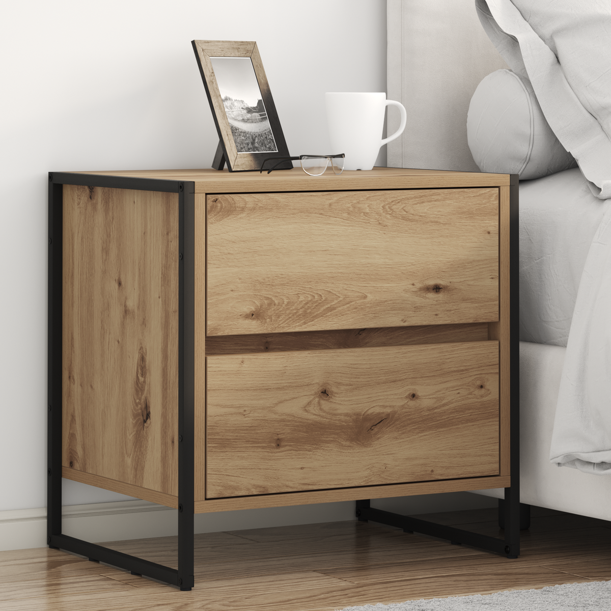 Bedside Table 2 pcs Artisan Oak 50 x 39.5 x 50 cm
