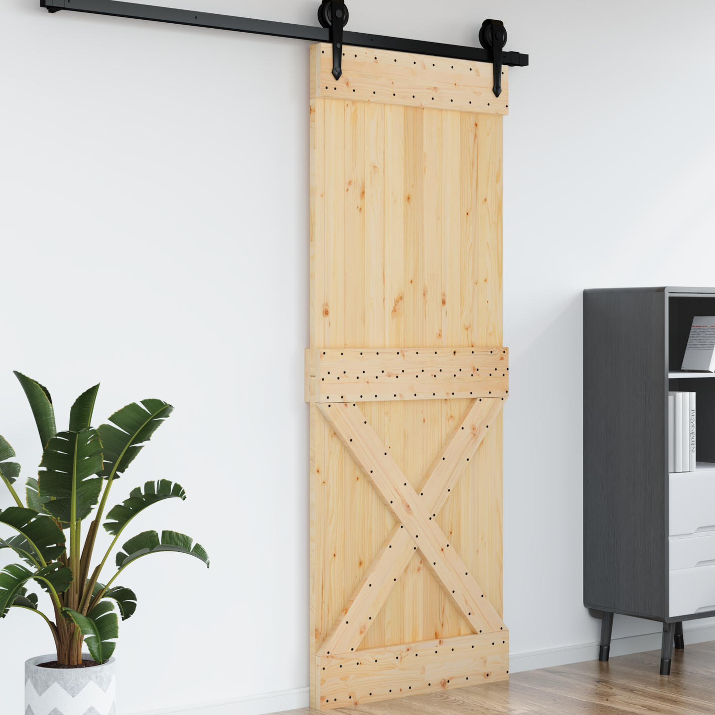 Door NARVIK 85 x 210 cm Solid Pine Wood (Untreated) Natural