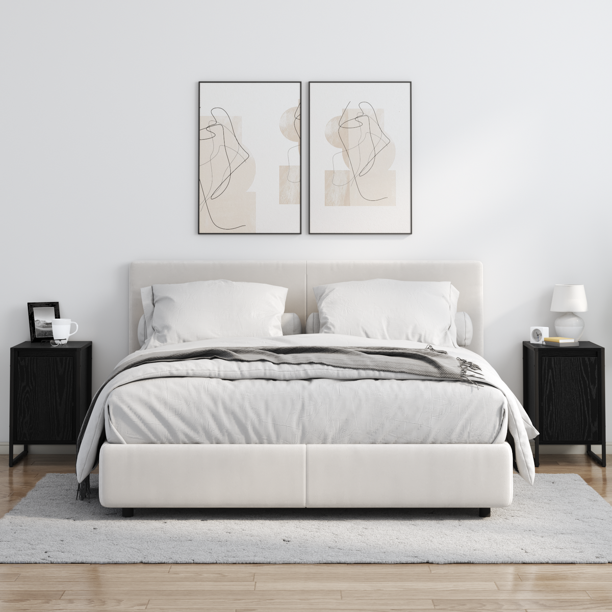 Bedside Table 2 pcs Black Oak 39.5 x 30 x 50 cm Engineered Wood