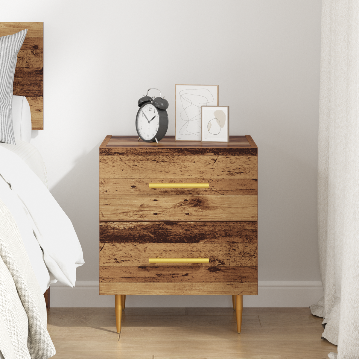 Bedside Cabinet Old Wood 40 x 35 x 47.5 cm Engineered Wood