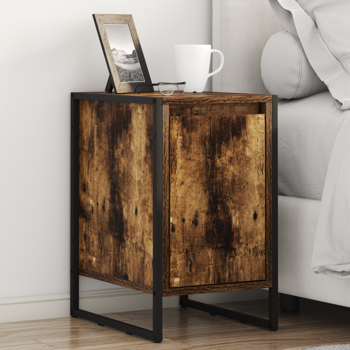 Bedside Table 2 pcs Smoked Oak 39.5 x 30 x 50 cm