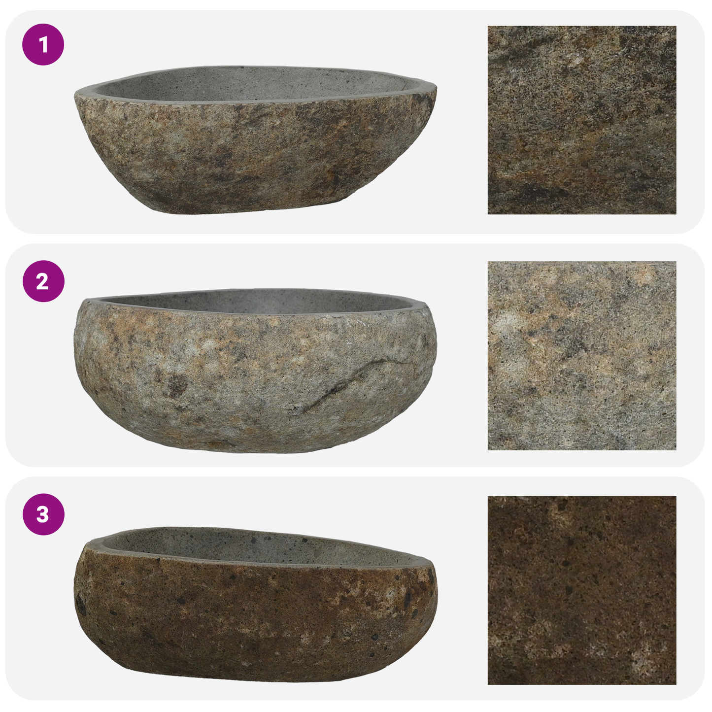 Riverstone basin Light Grey 45 x 35 x 15 cm River Stone