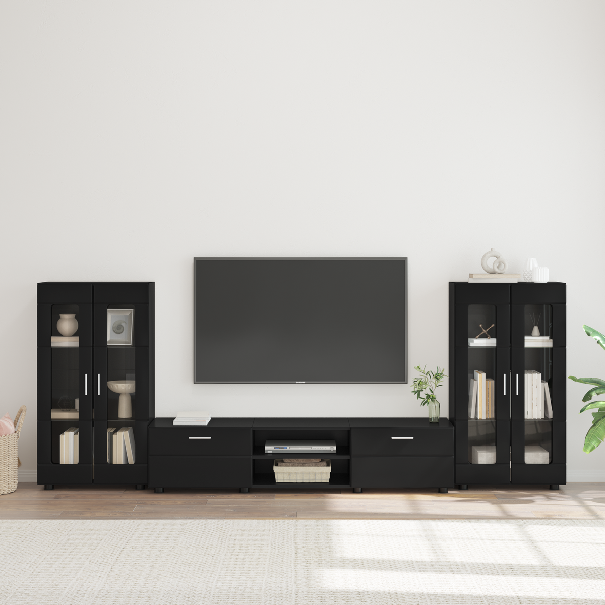 TV Cabinet Set FLORIN 3 pcs 150 x 39 x 30 cm Black