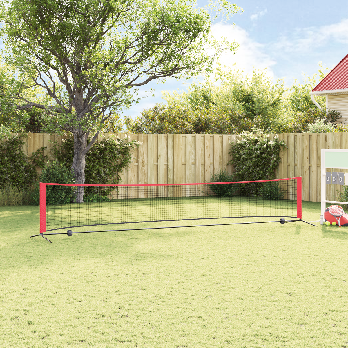 Tennis Net Folding Black and Red 494.5 x 90 x 87 cm Polyester