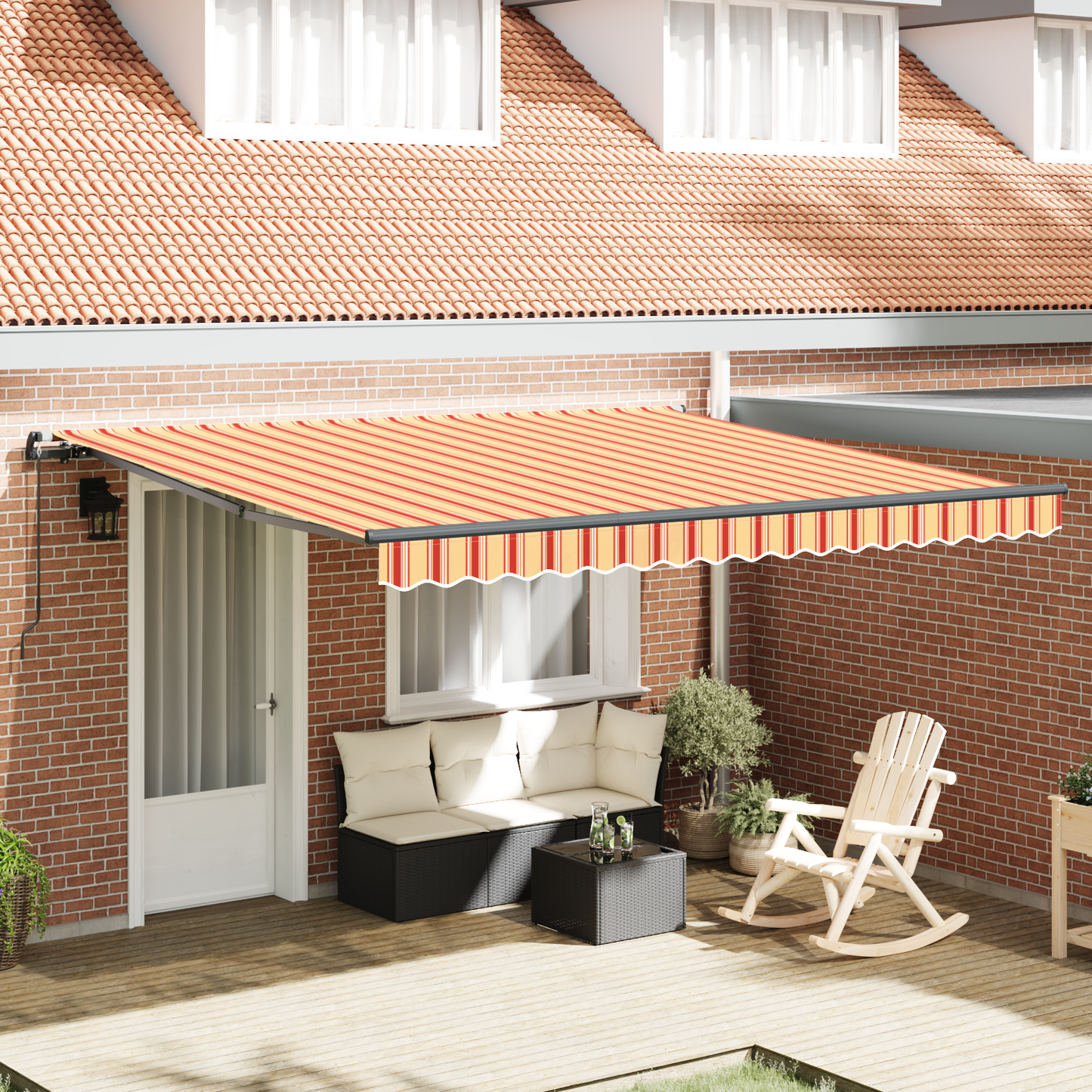Retractable Awning Yellow and Orange 400 x 300 cm
