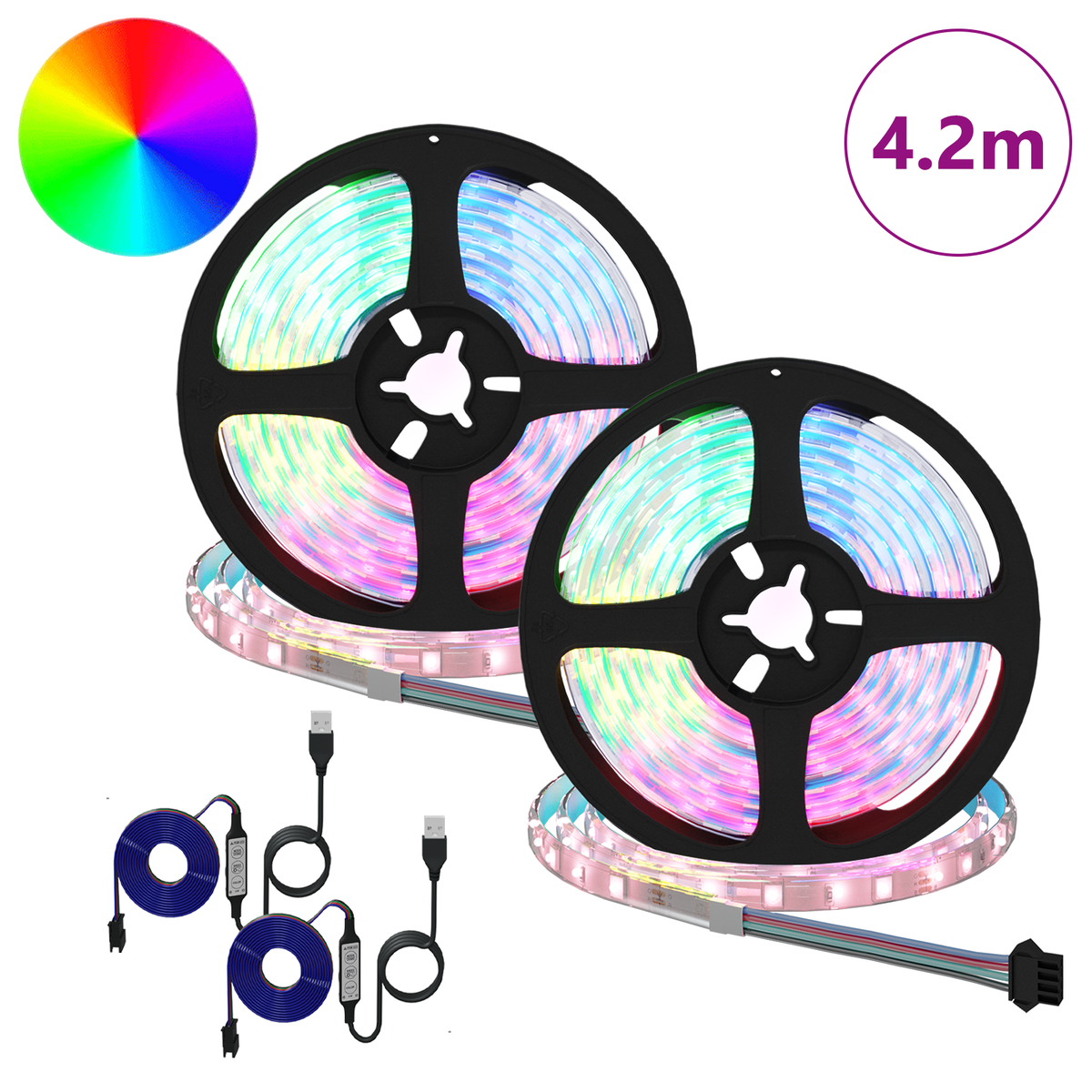 LED Strip 2 pcs Black and Transparent Copper and Plastic