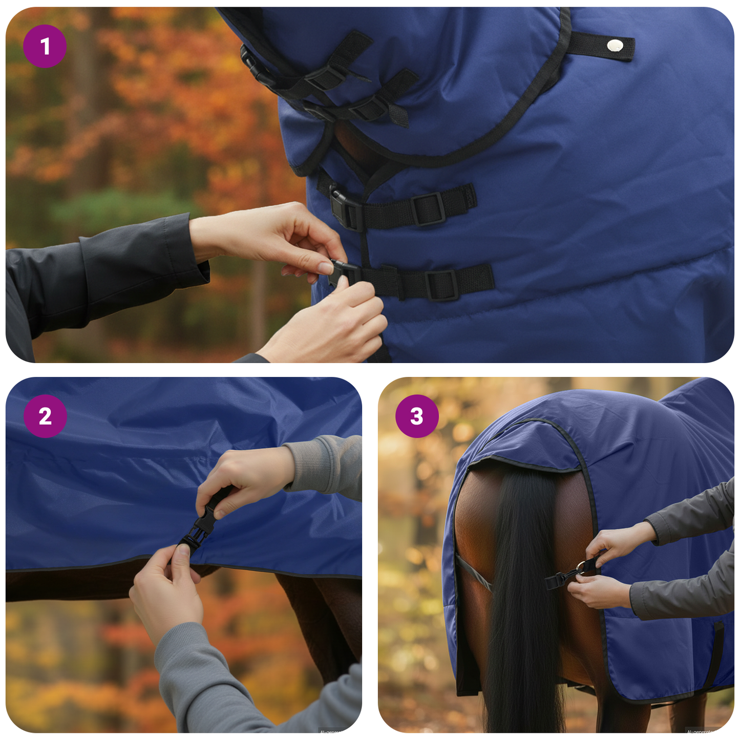 Horse Blanket Full Navy Blue 135 cm Polyester