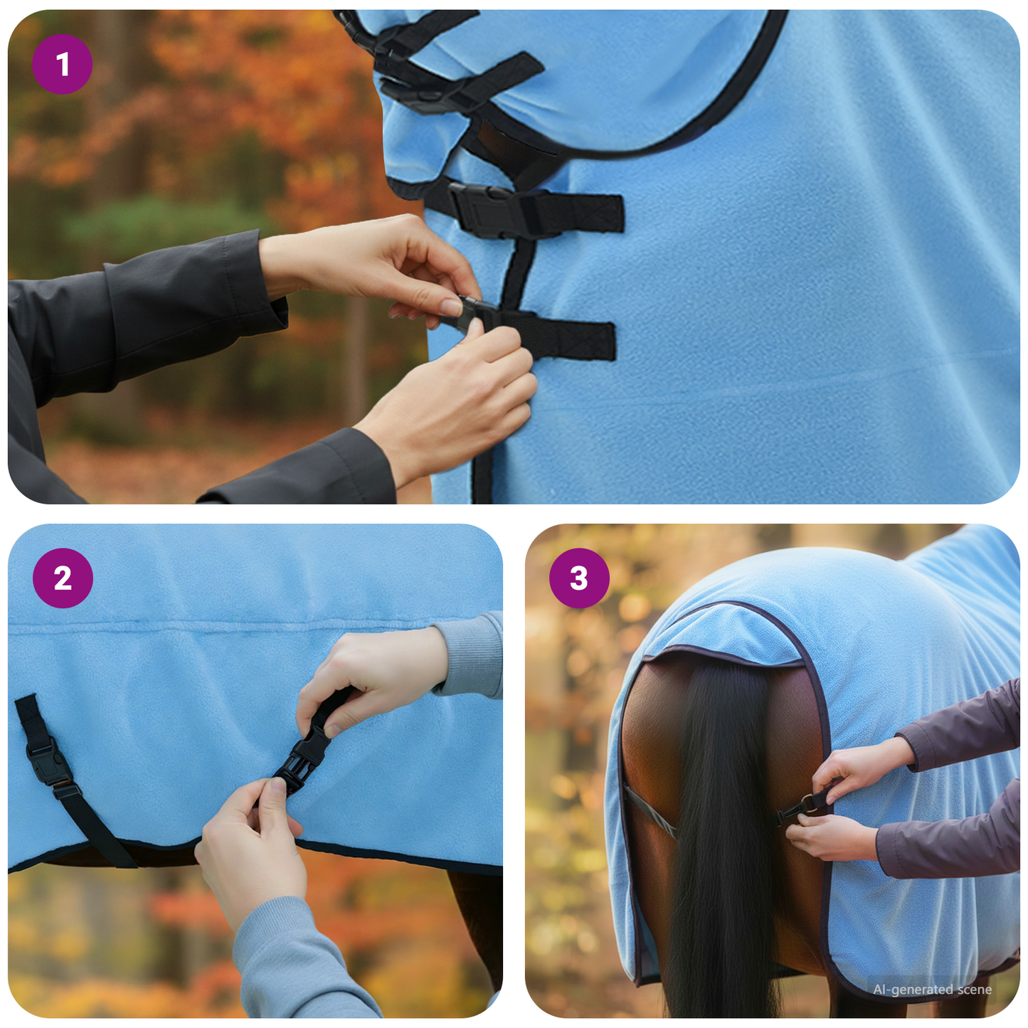 Horse Blanket Full Aqua 155 cm Polyester Fleece
