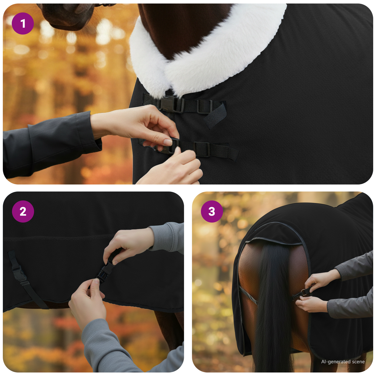 Horse Blanket Black 145 cm Polar fleece