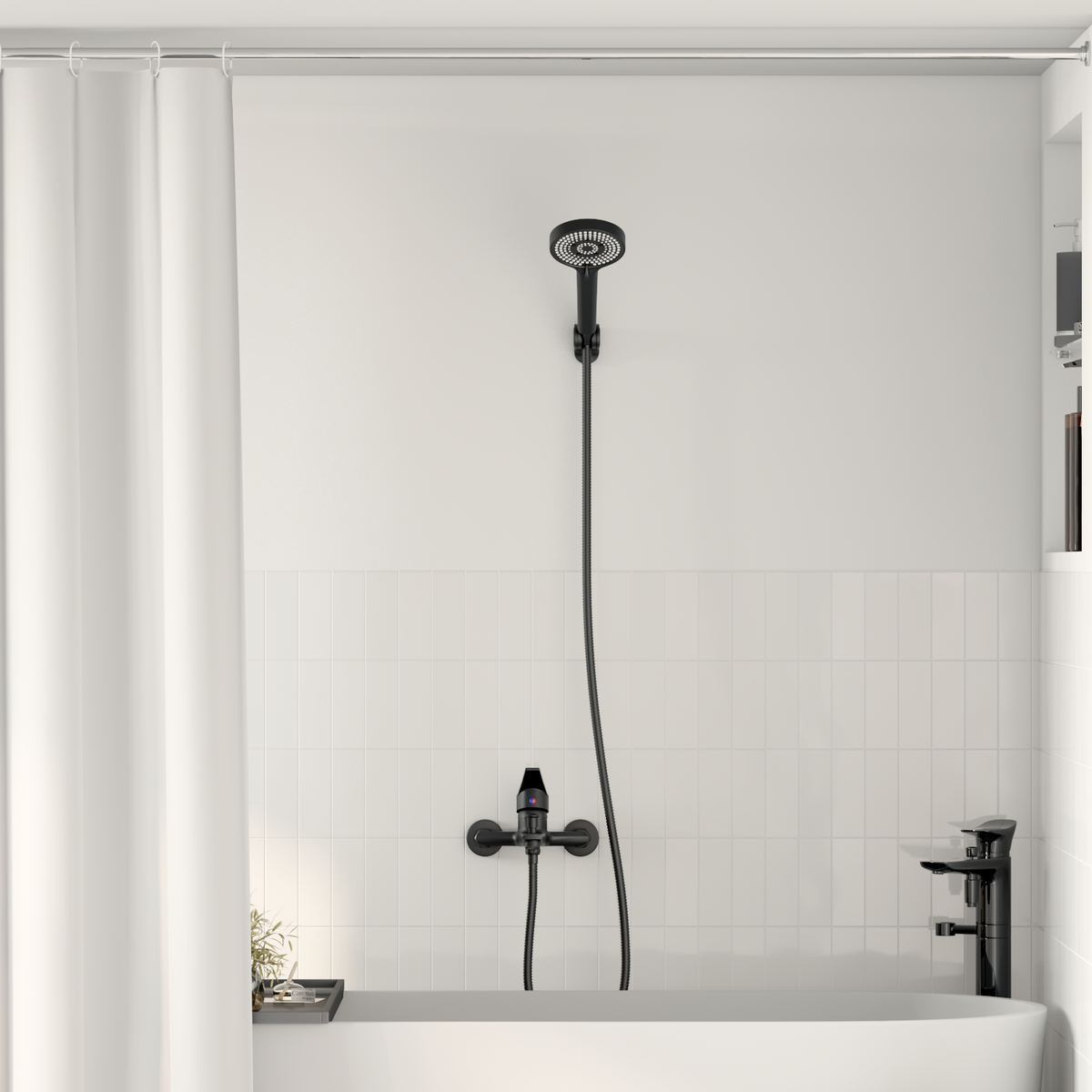 Shower Head Set Black G 1/2 inches