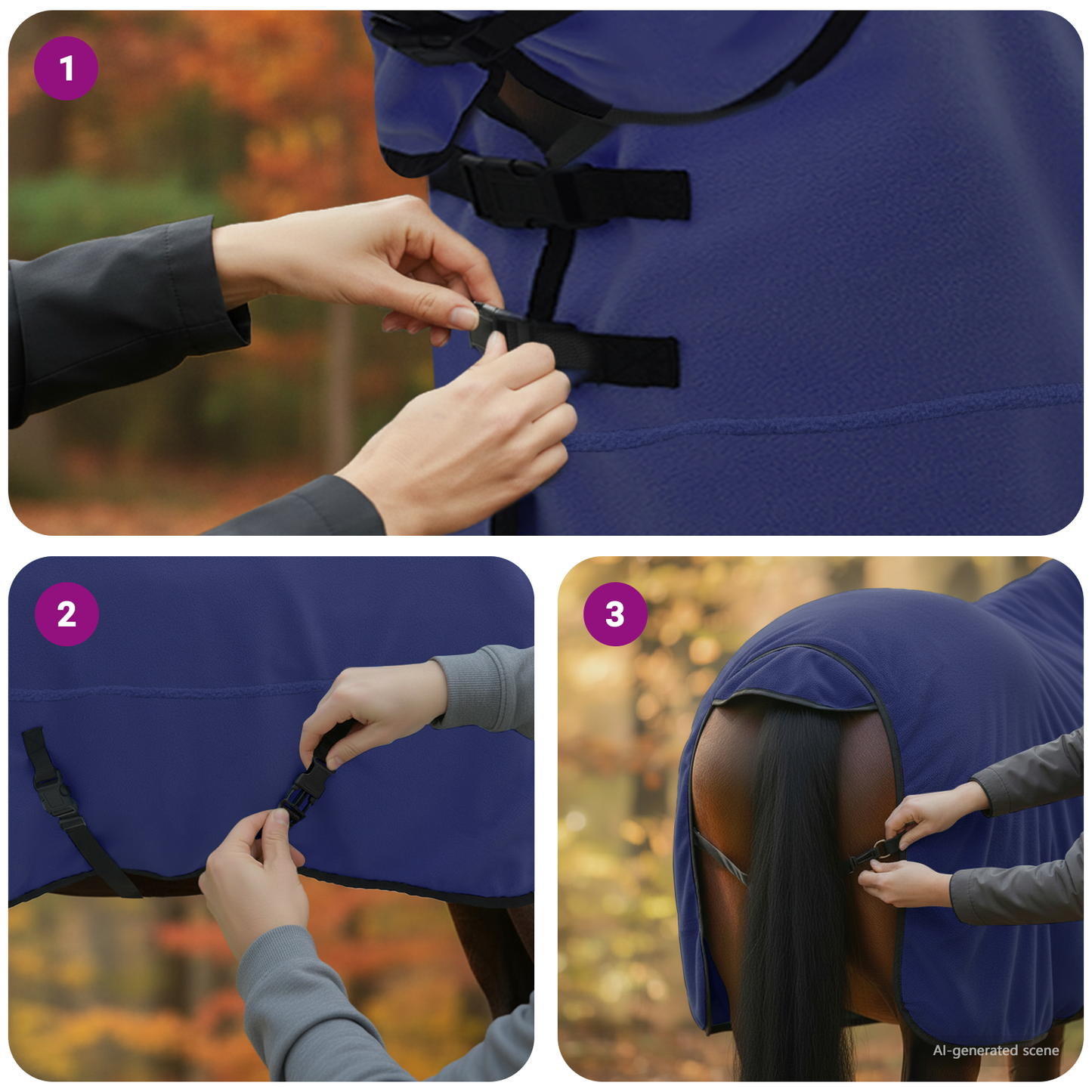 Horse Blanket Navy Blue 165 cm Polyester Fleece