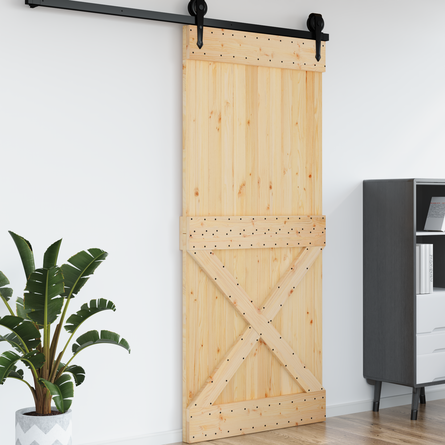 Door NARVIK 100 x 210 cm Solid Pine Wood (Untreated) Natural