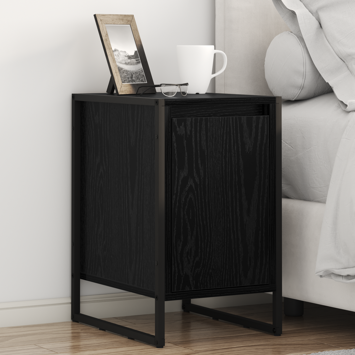Bedside Table 2 pcs Black Oak 39.5 x 30 x 50 cm Engineered Wood