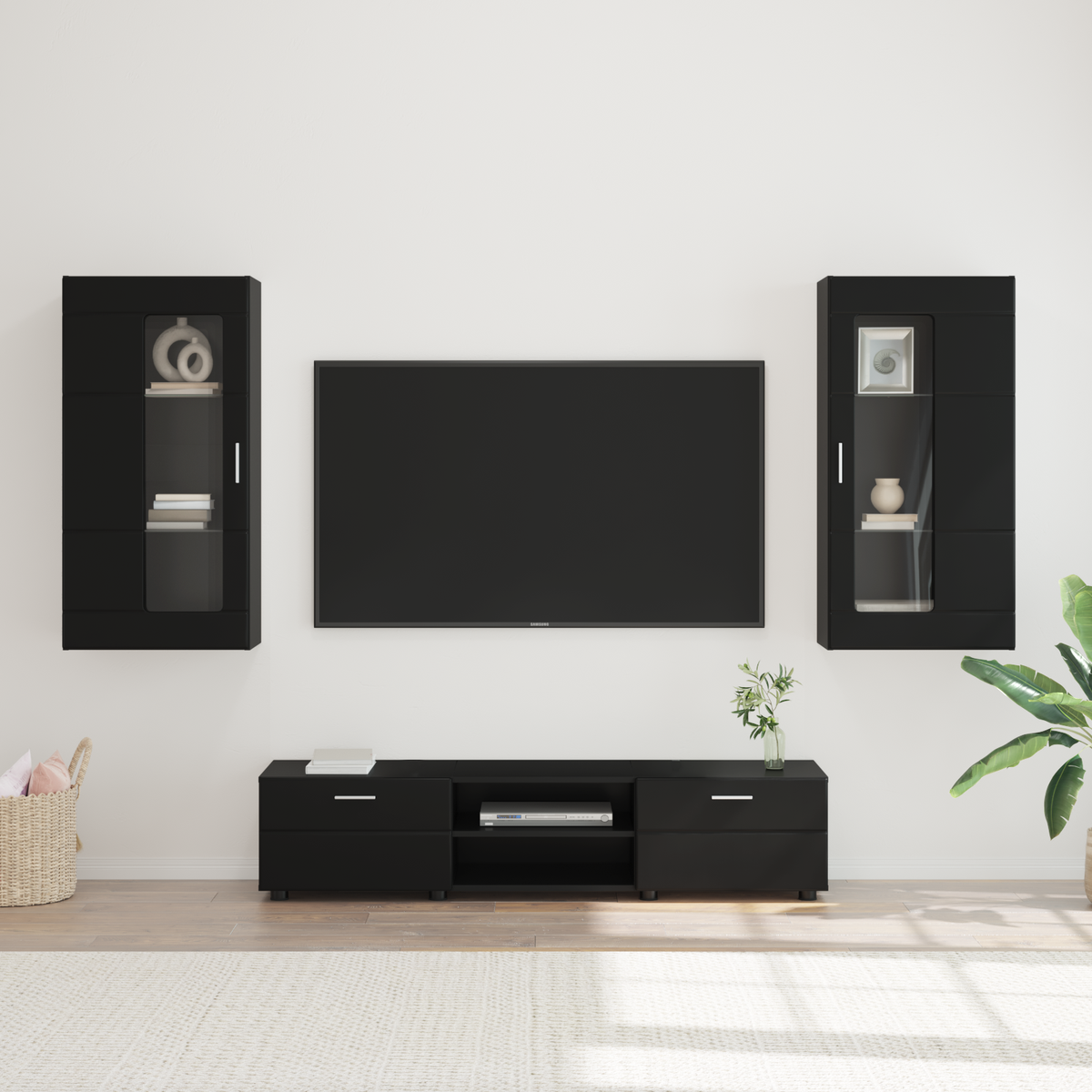 TV Cabinet Set FLORIN 3 pcs 150 x 39 x 30 cm Black