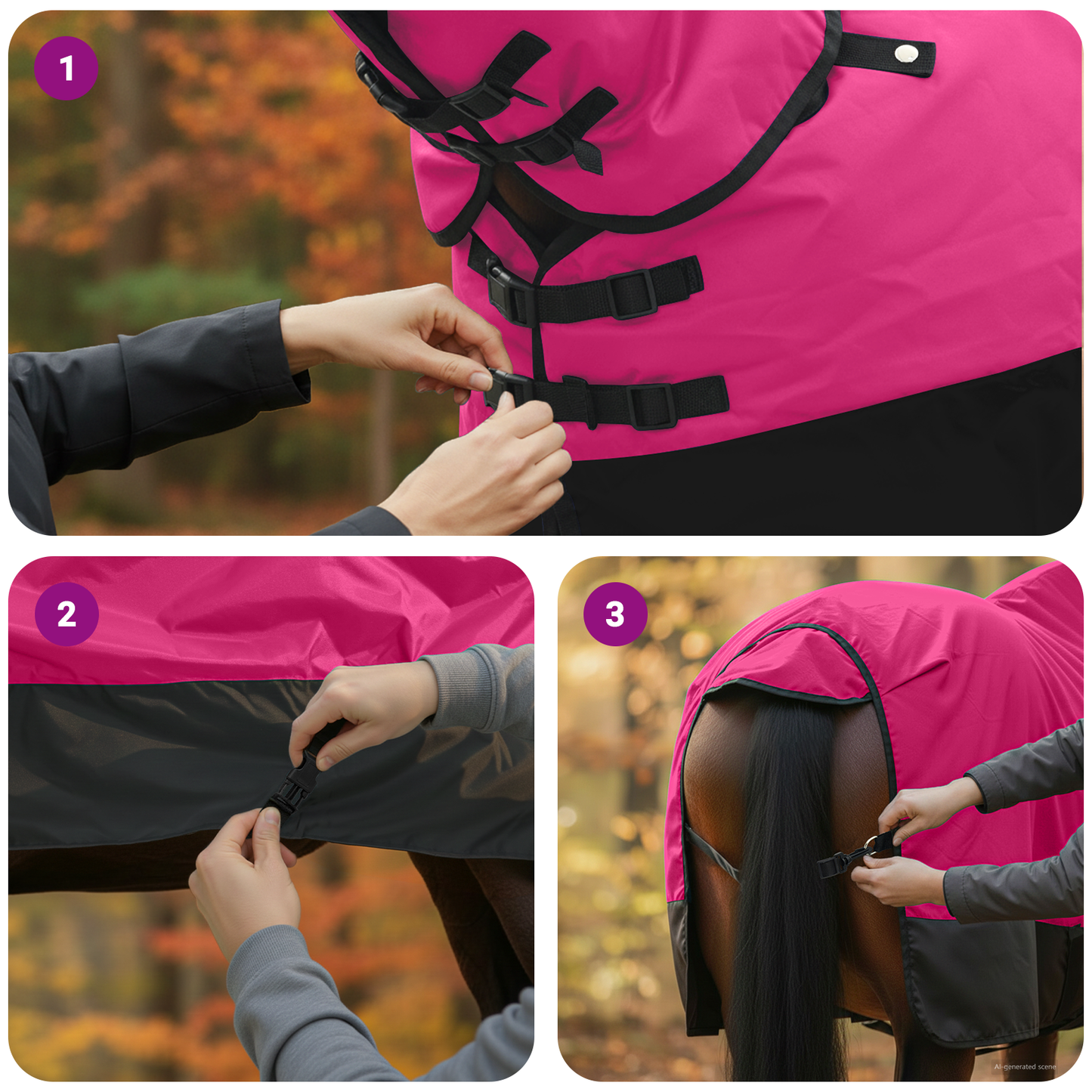Horse Blanket Pink and Black 115 cm Polyester